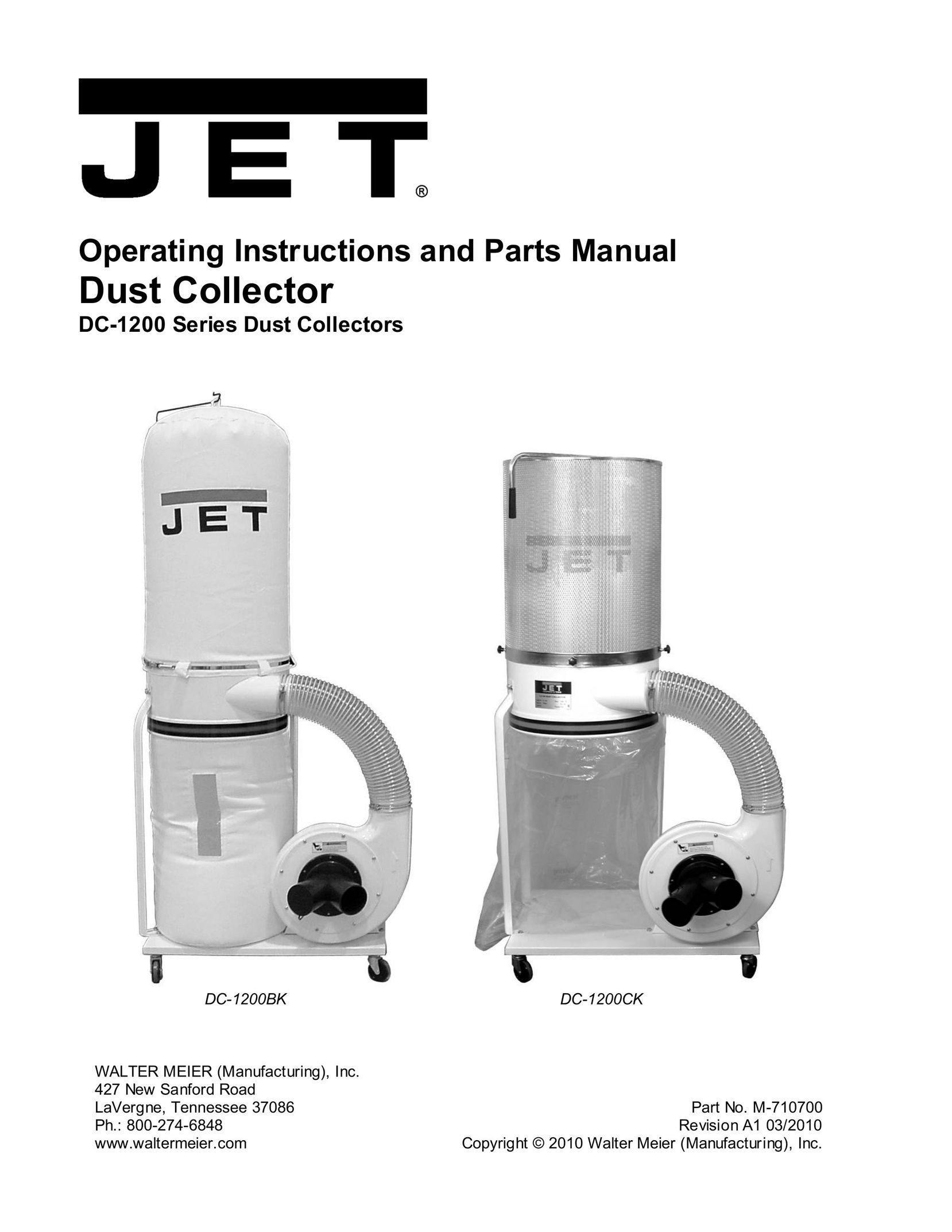 Jet Tools DC-1200CK Dust Collector User Manual