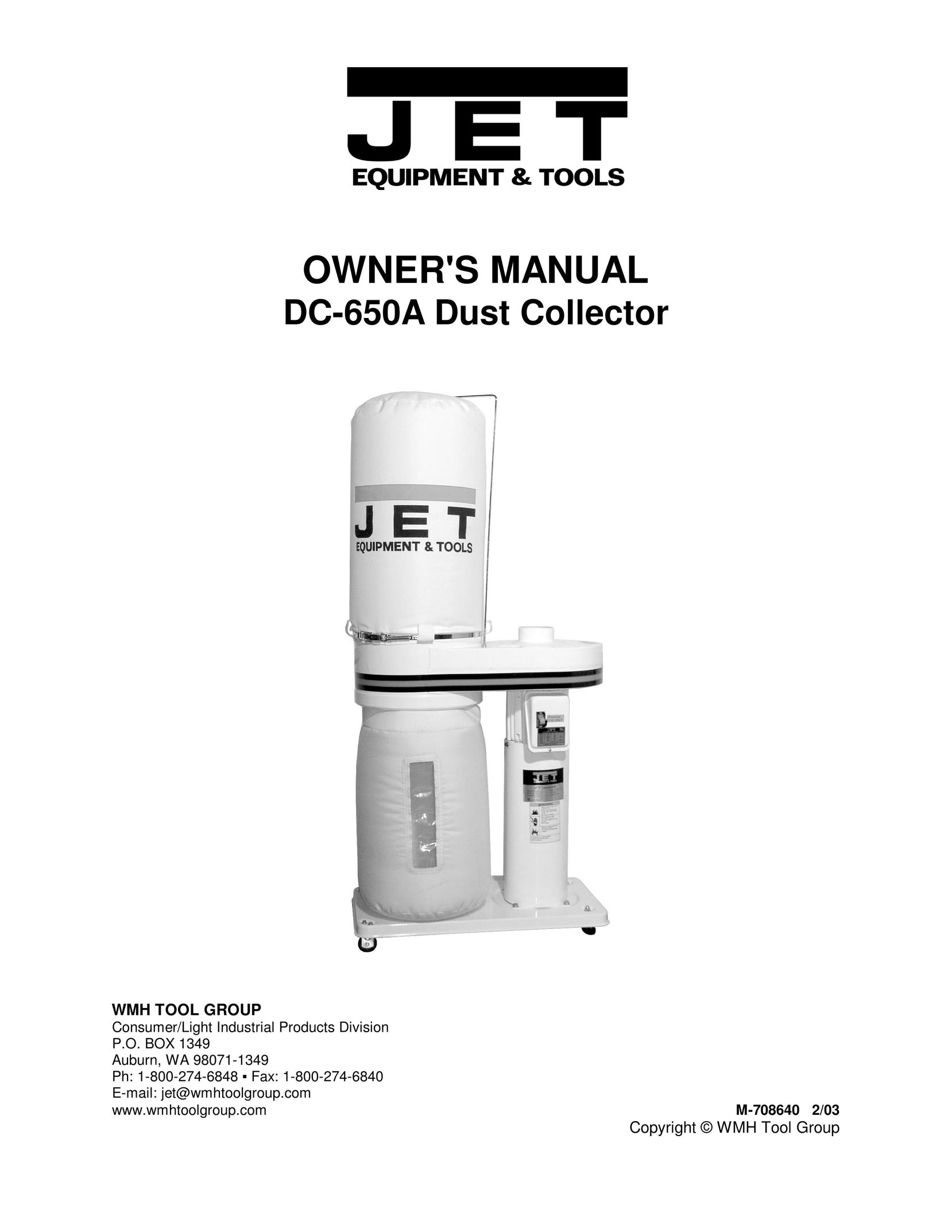 Jet Tools DC-650A Dust Collector User Manual
