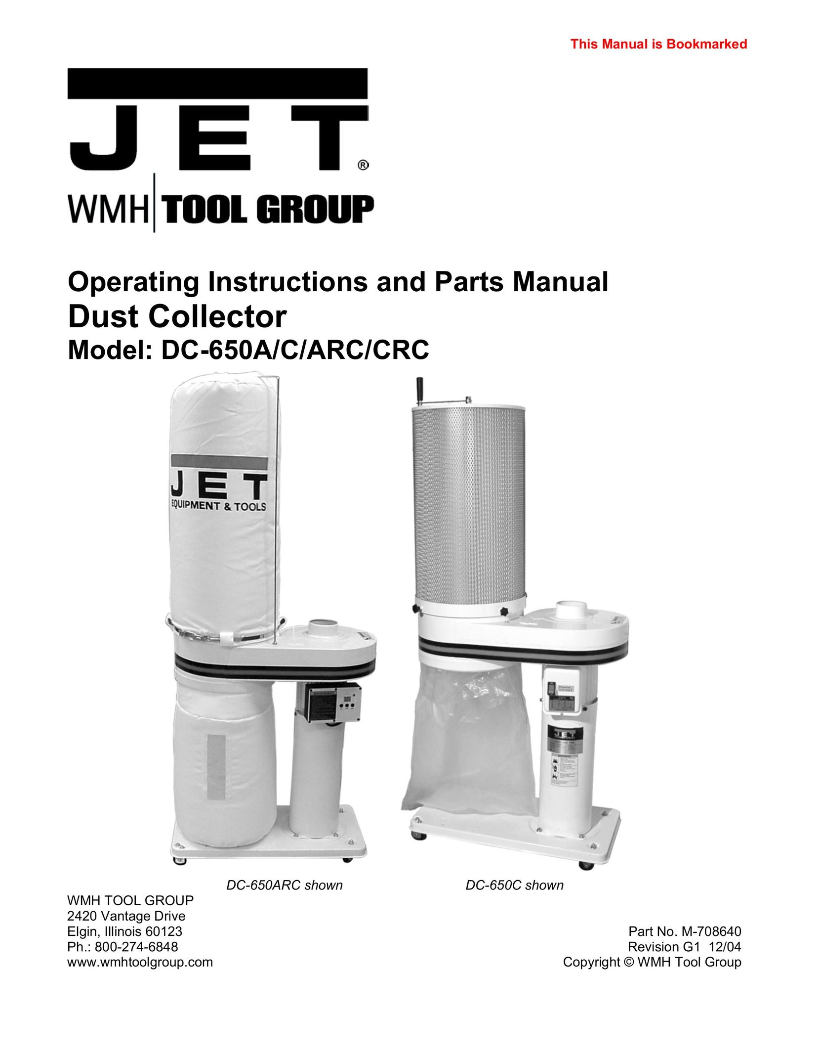 Jet Tools DC-650ARC Dust Collector User Manual