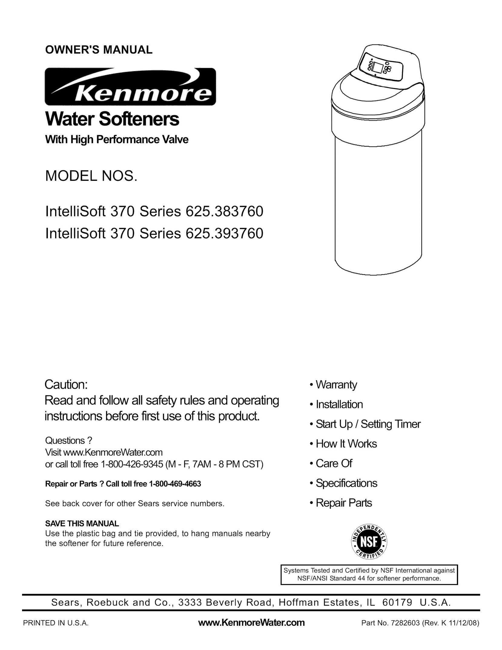 Kenmore 625.38376 Dust Collector User Manual