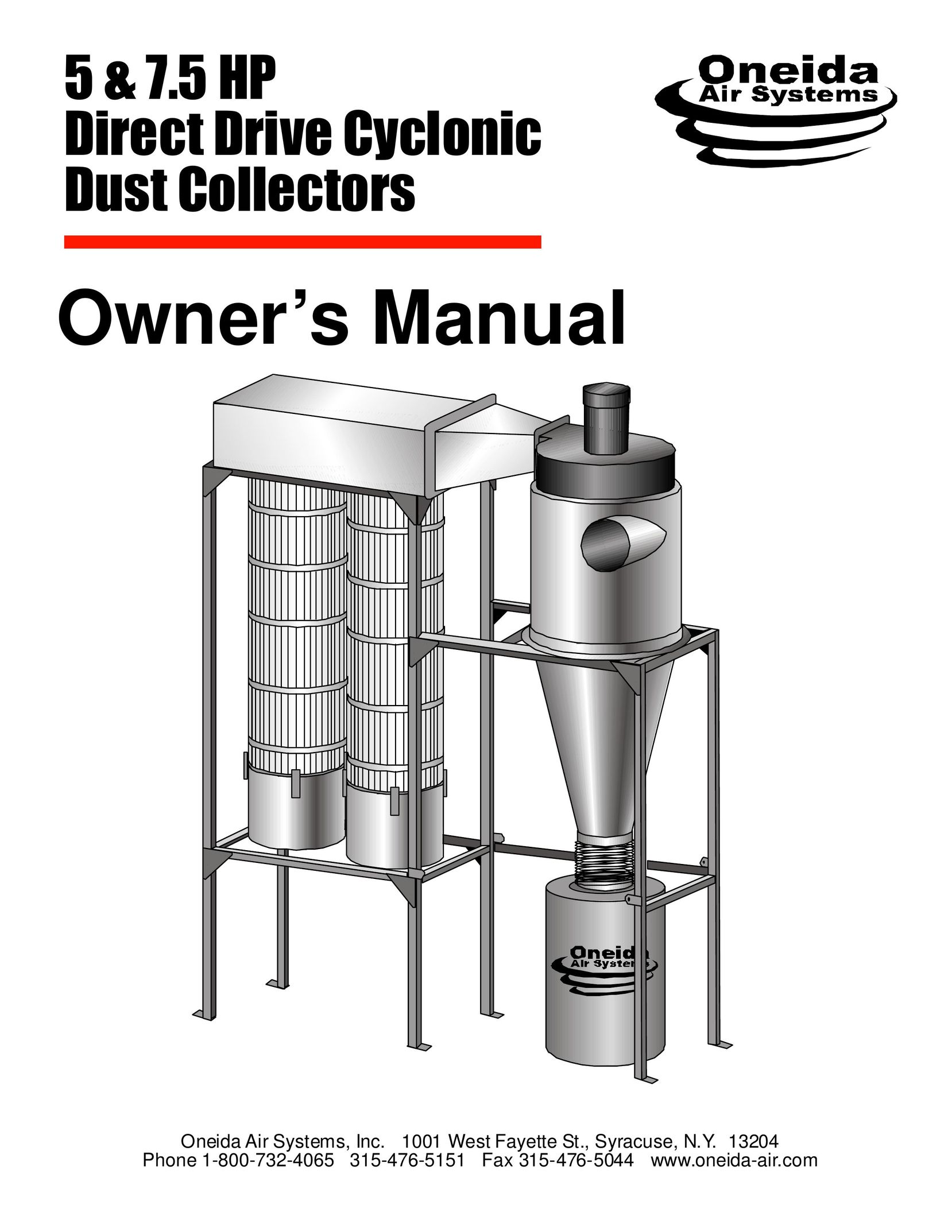 Oneida Air Systems 5 & 7.5 HP Direct Drive Cyclonic Dust Collectors Dust Collector User Manual