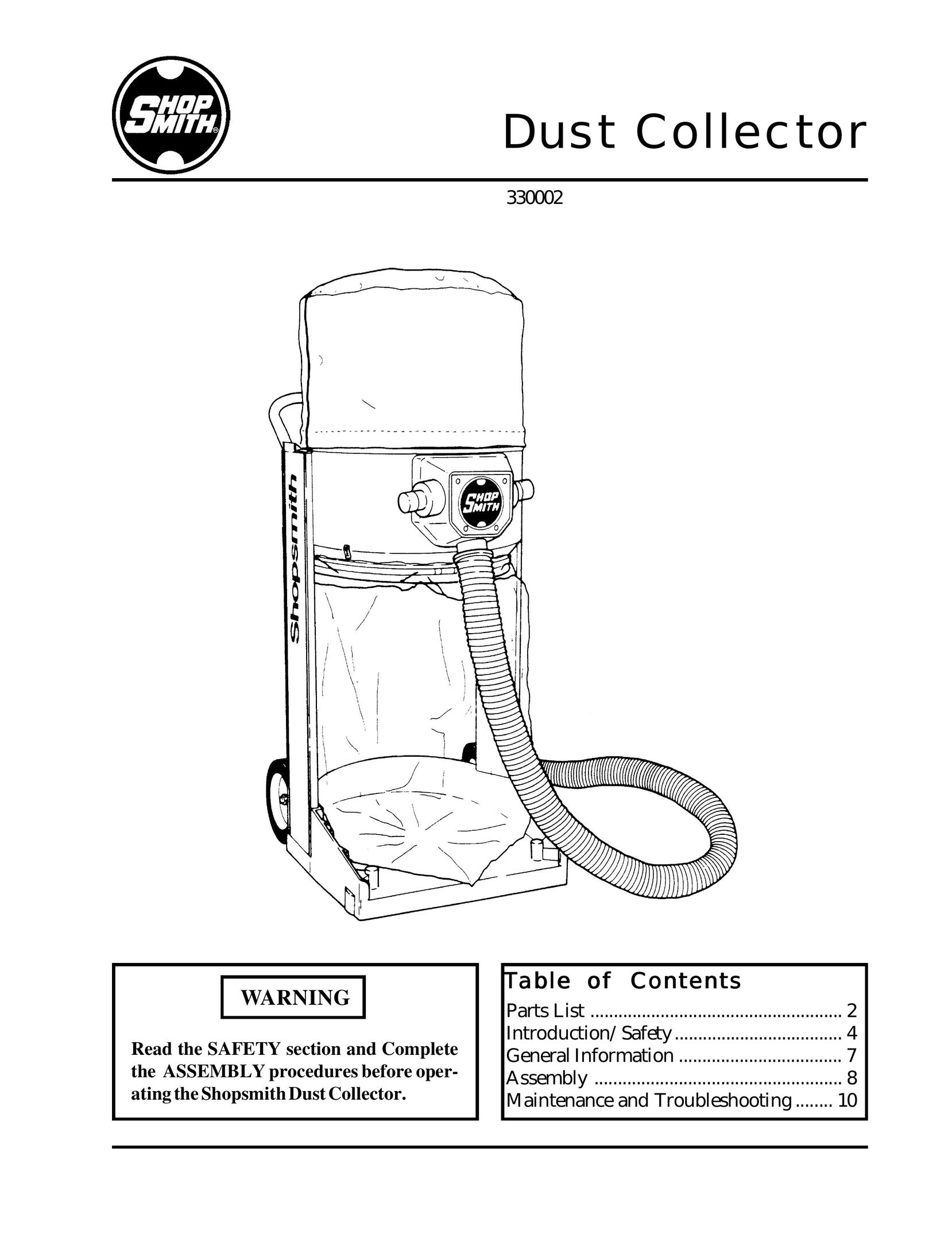 Shopsmith DustCollector Dust Collector User Manual