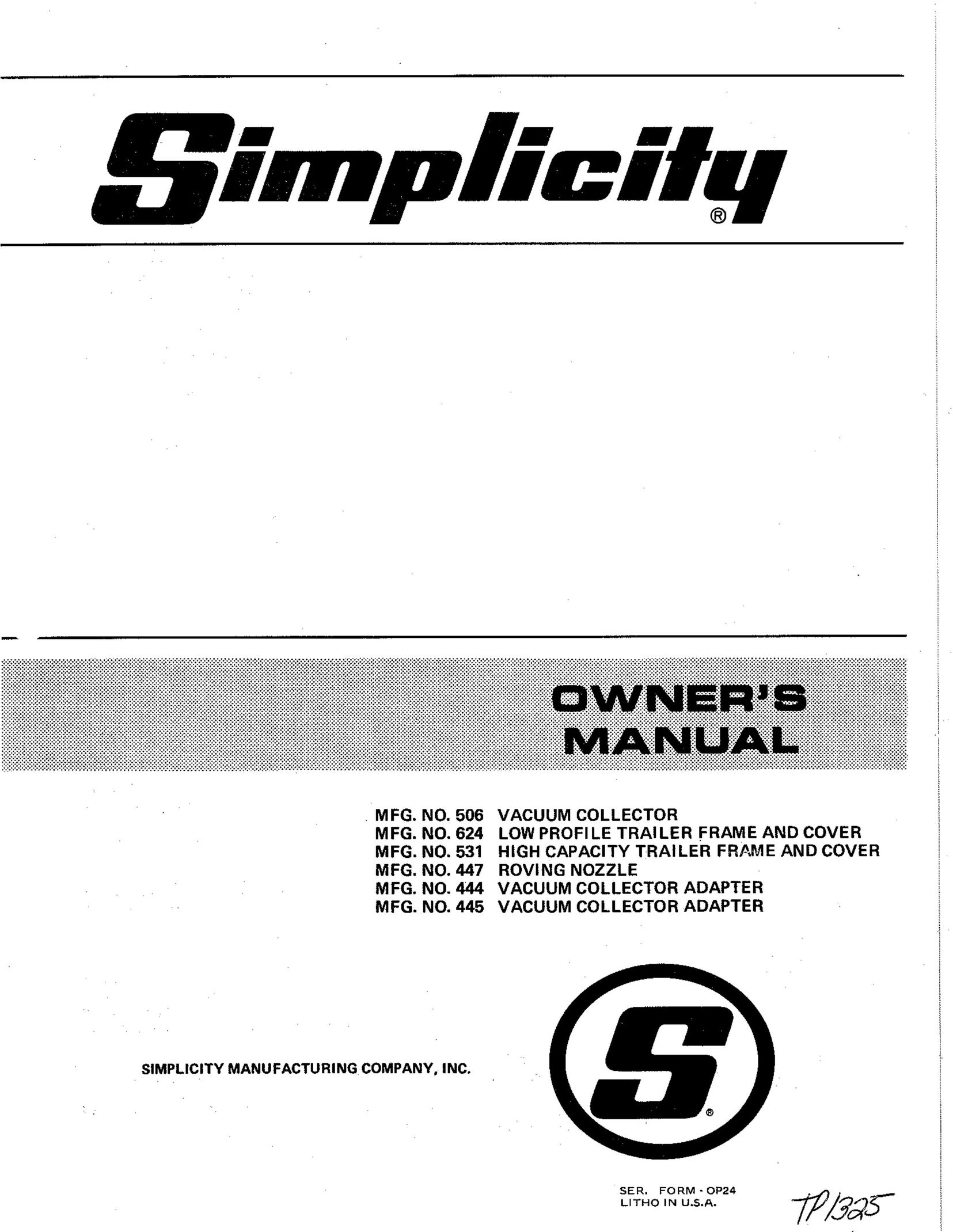 Simplicity TP 100-400 Dust Collector User Manual