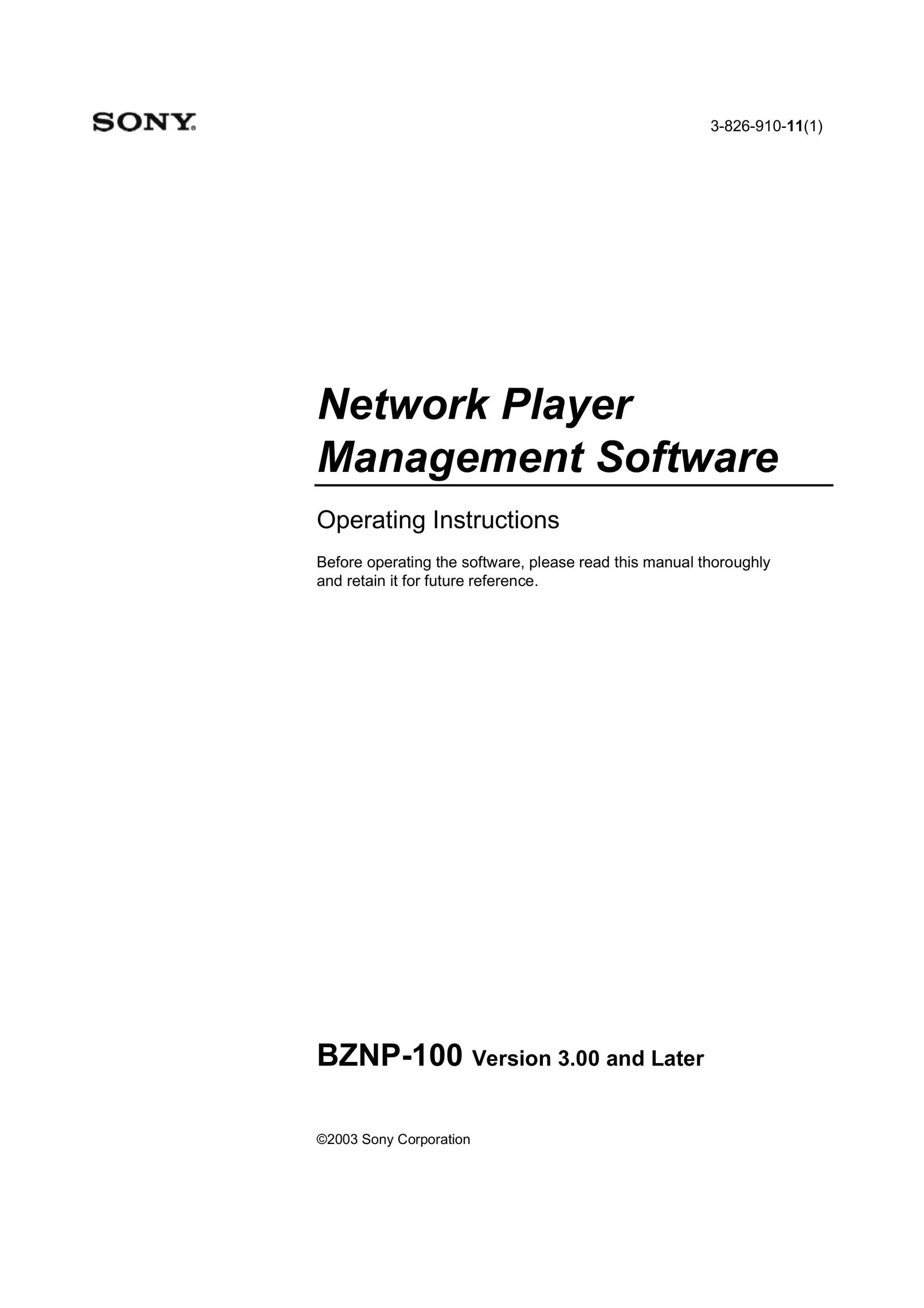 Sony BZNP-100 Dust Collector User Manual