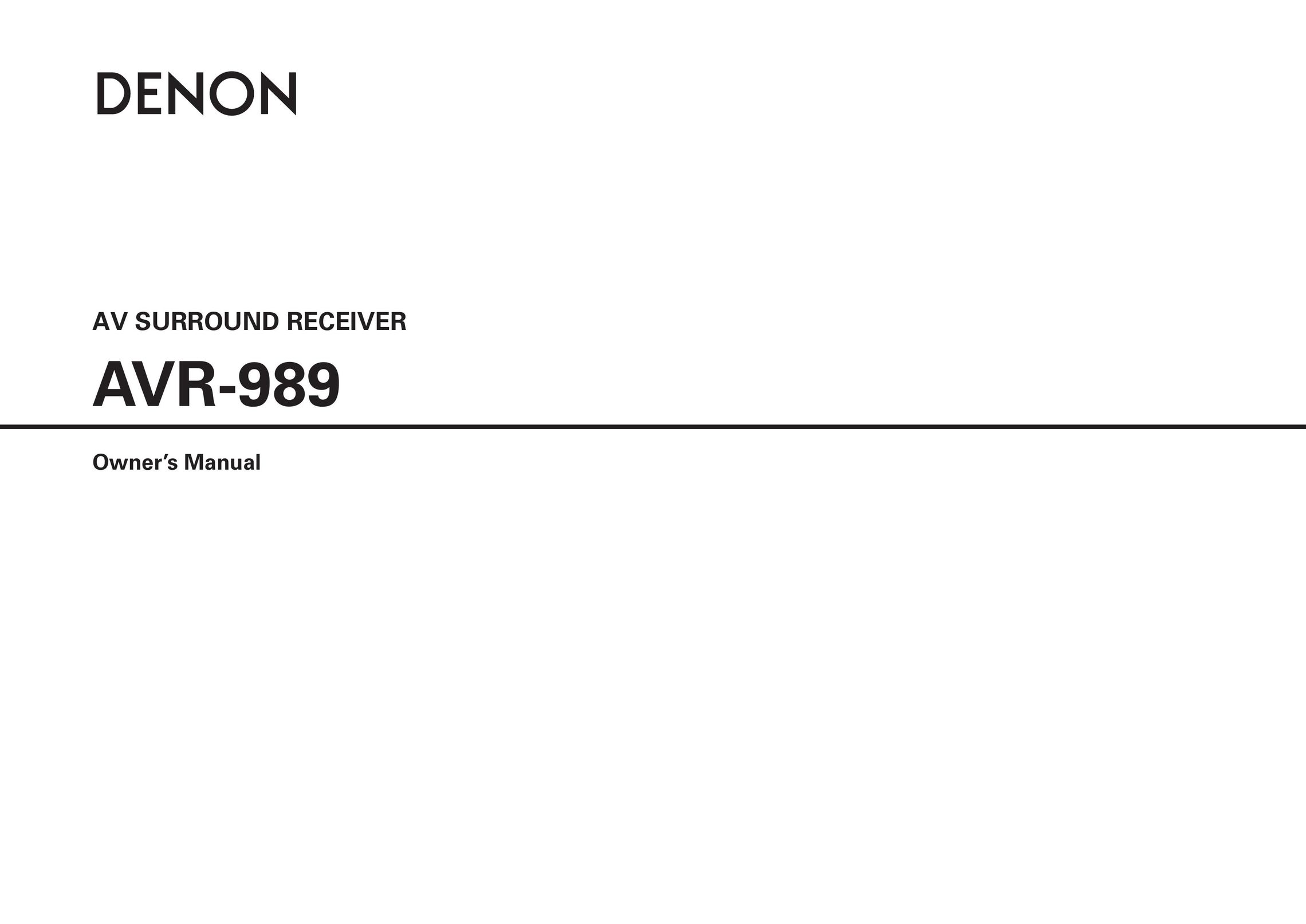 Denon AVR-989 Engraver User Manual