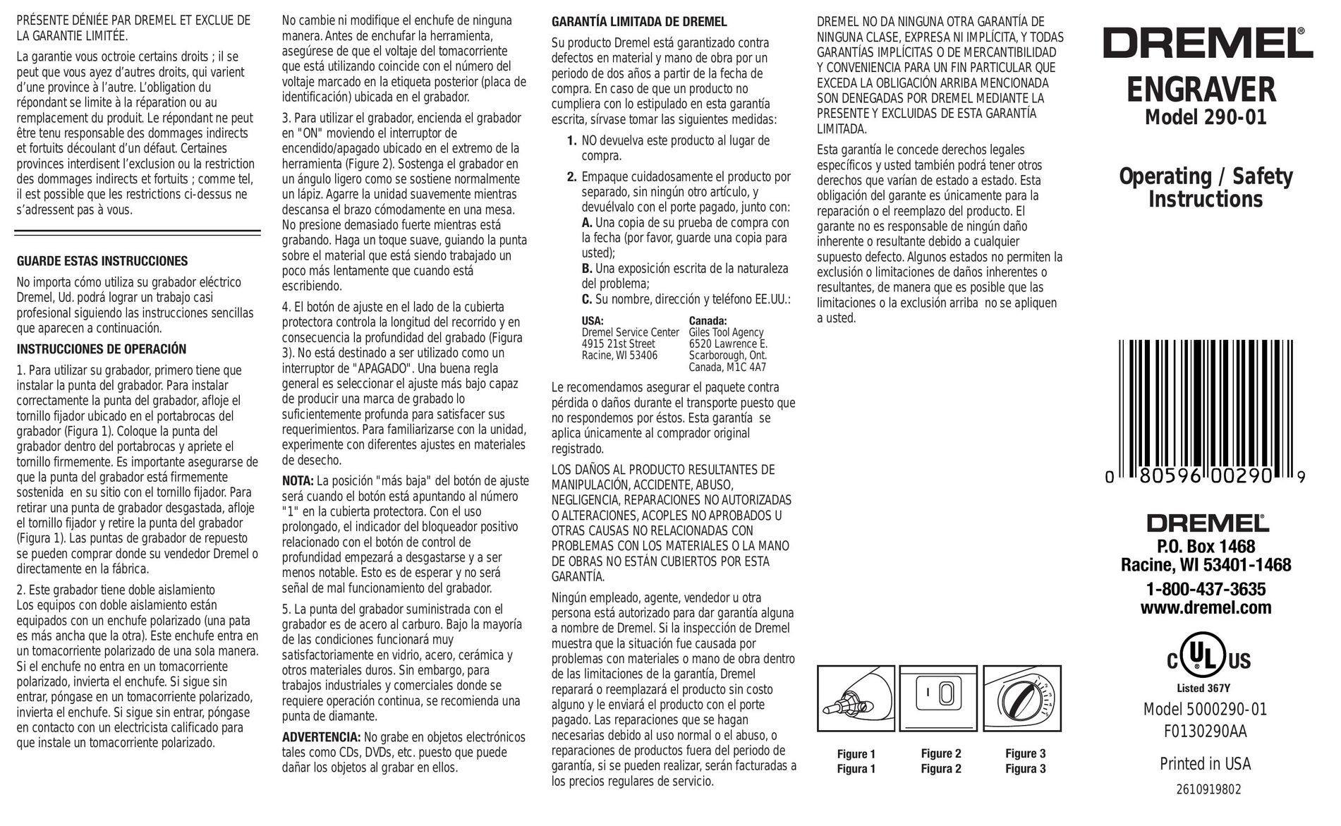 Dremel 290-01 Engraver User Manual