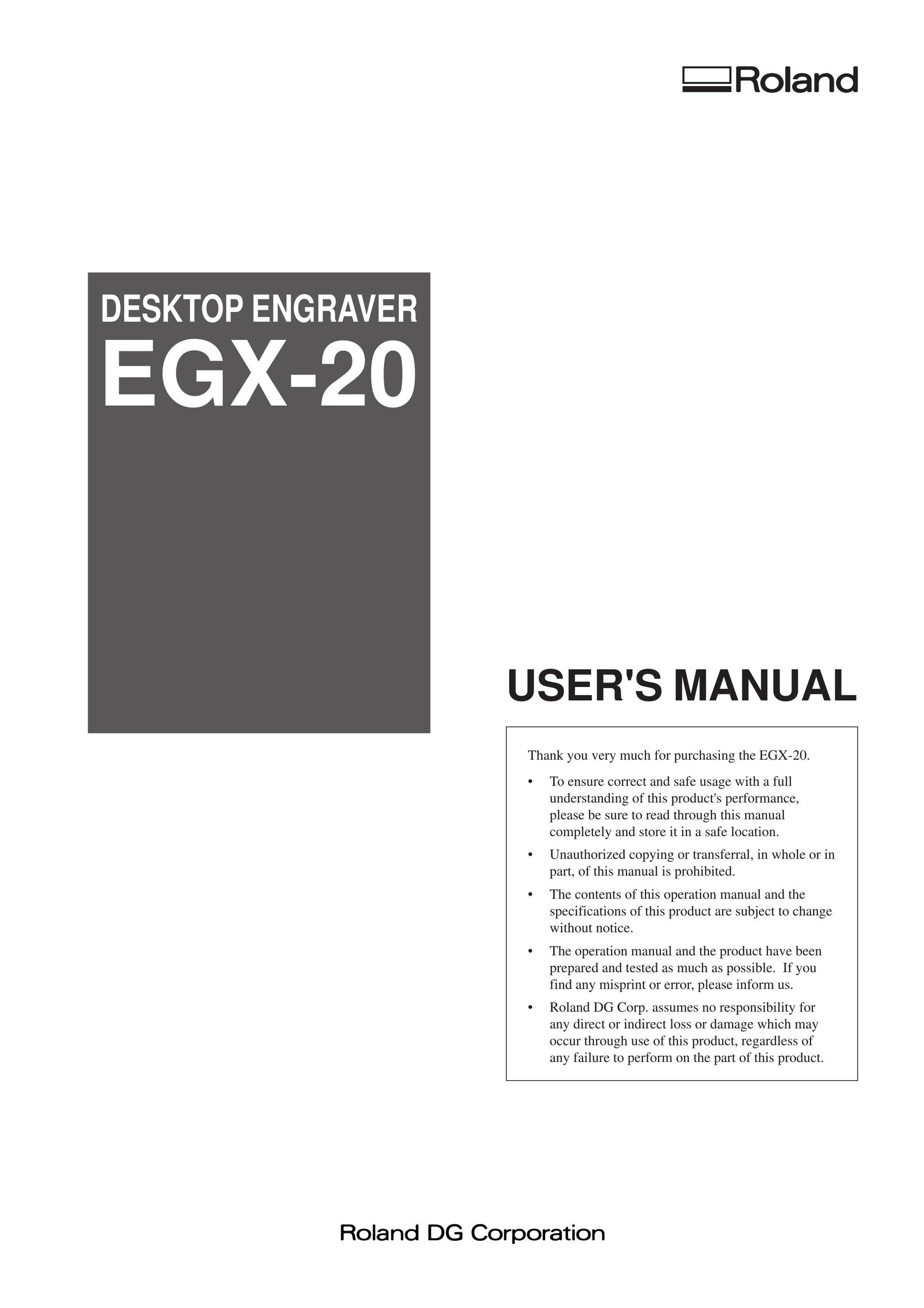 Roland EGX-20 Engraver User Manual