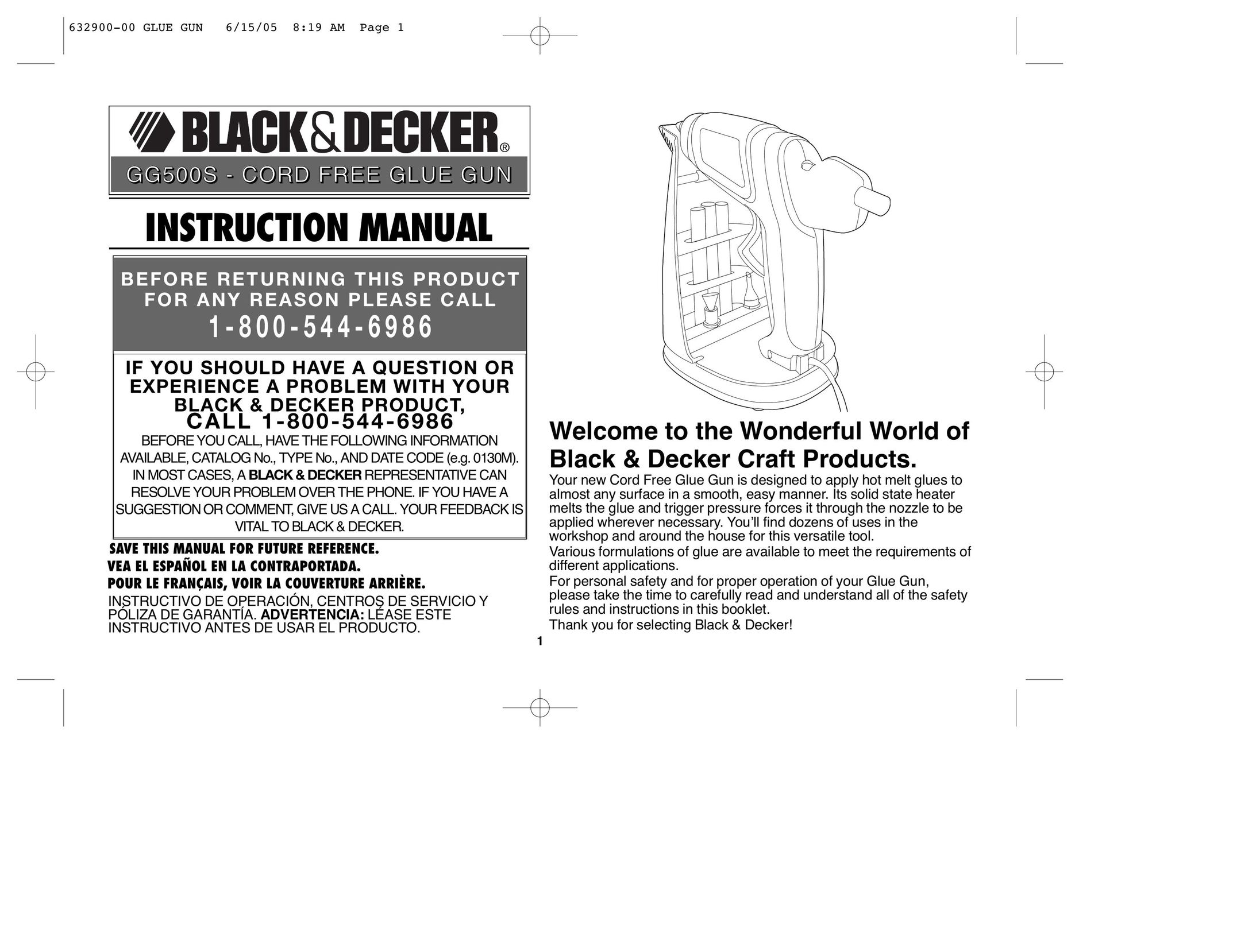 Black & Decker GG500S Glue Gun User Manual