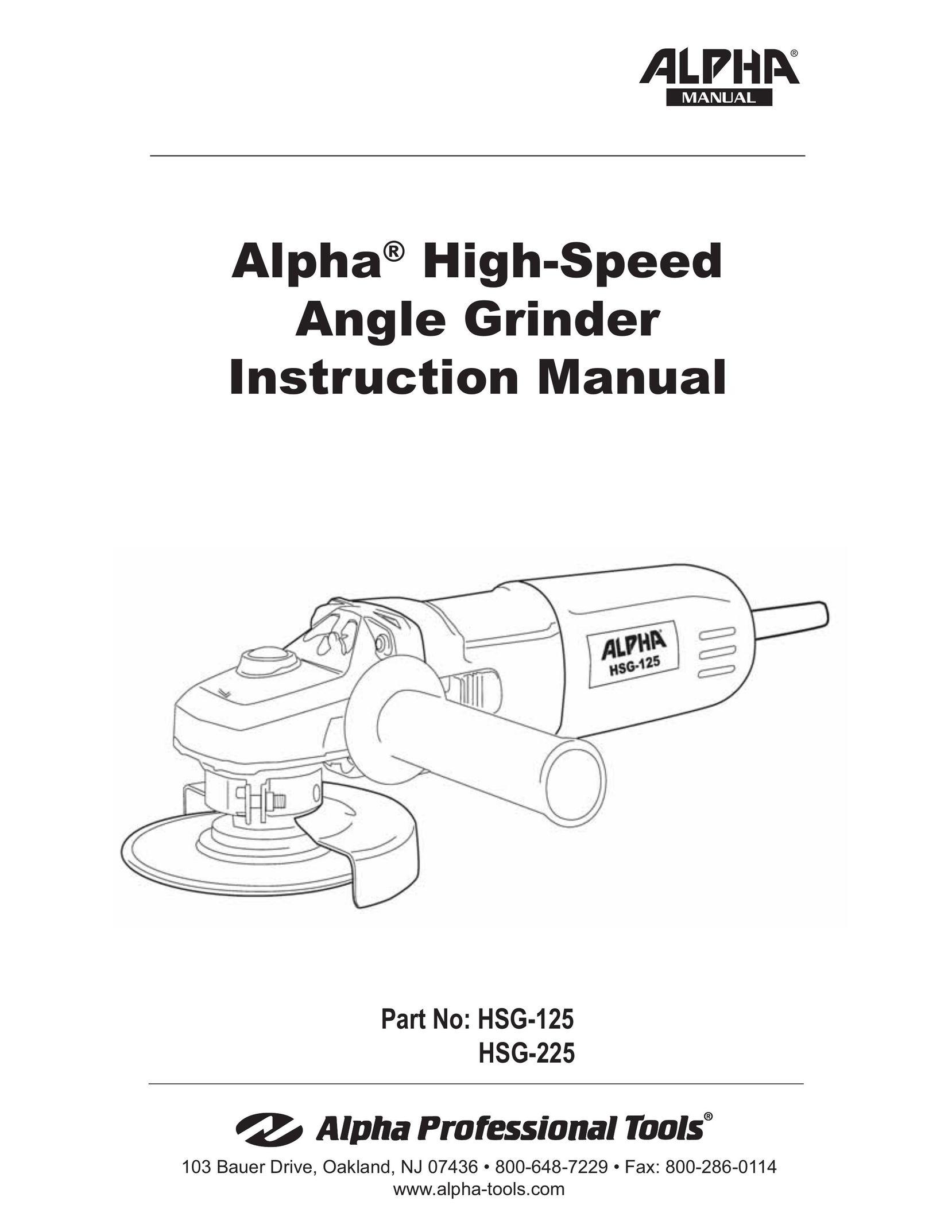 Alpha Tool.Com.HK Limited hsg-125 Grinder User Manual