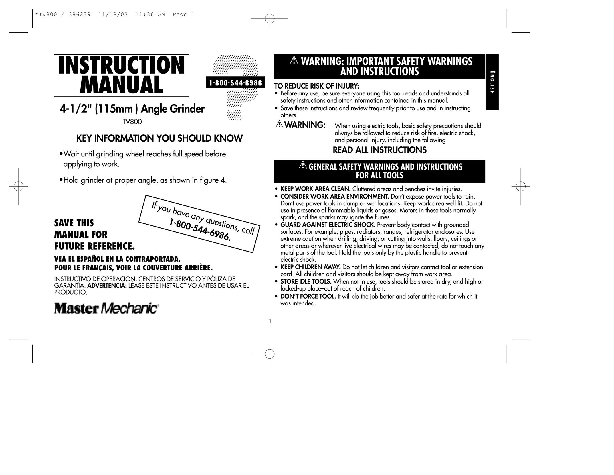 Black & Decker 386239 Grinder User Manual