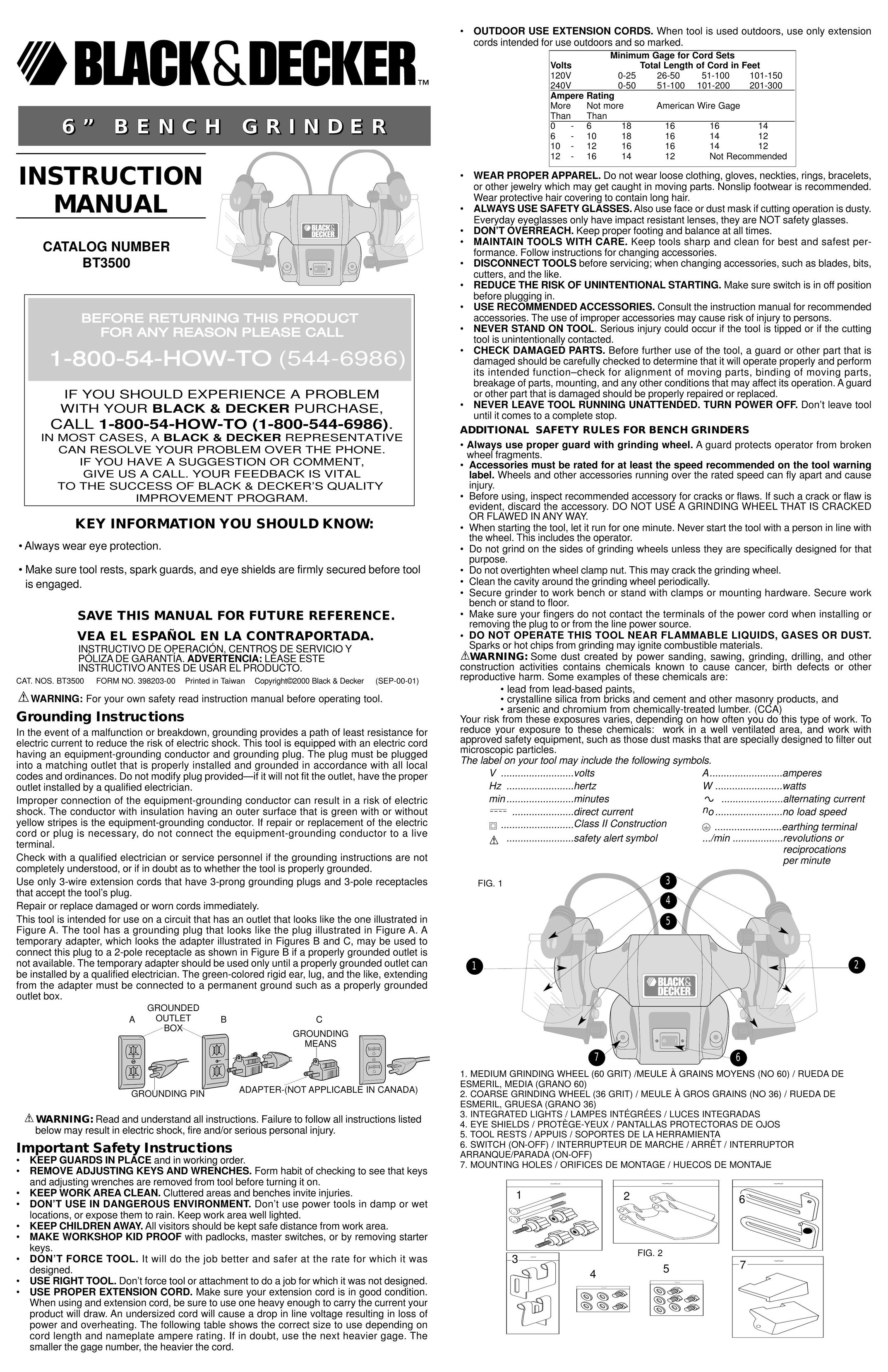 Black & Decker 398203-00 Grinder User Manual