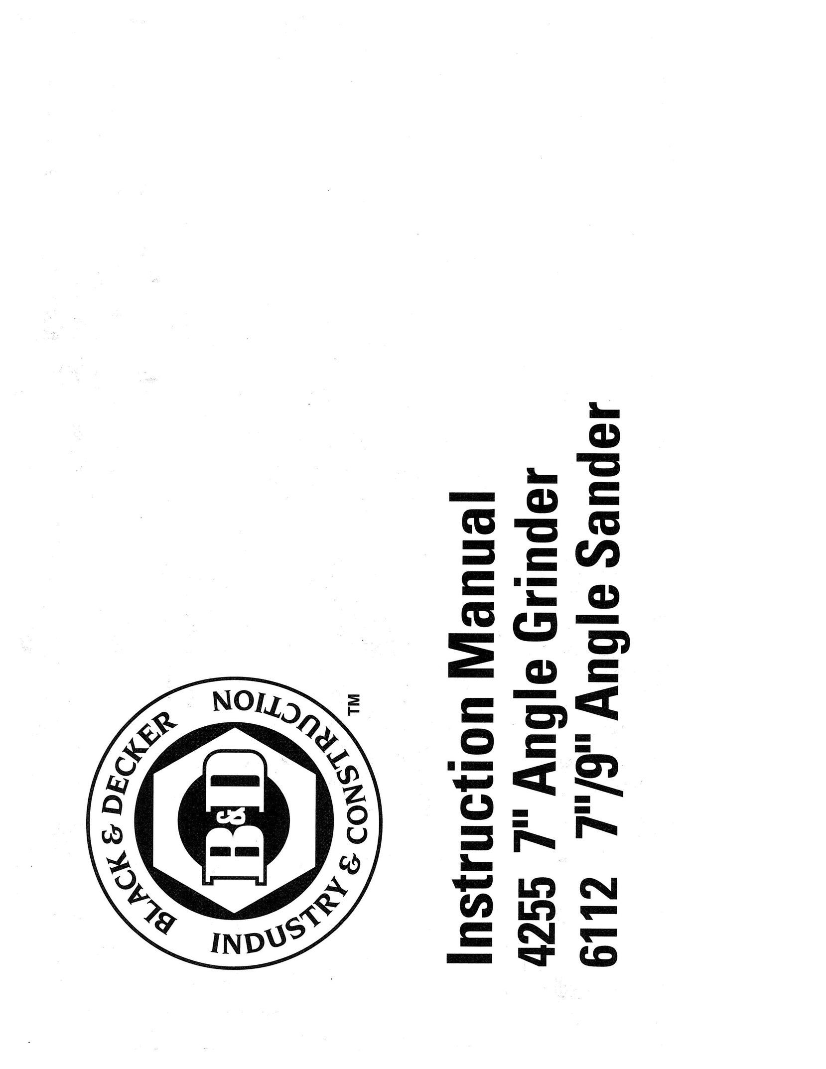 Black & Decker 4255 Grinder User Manual