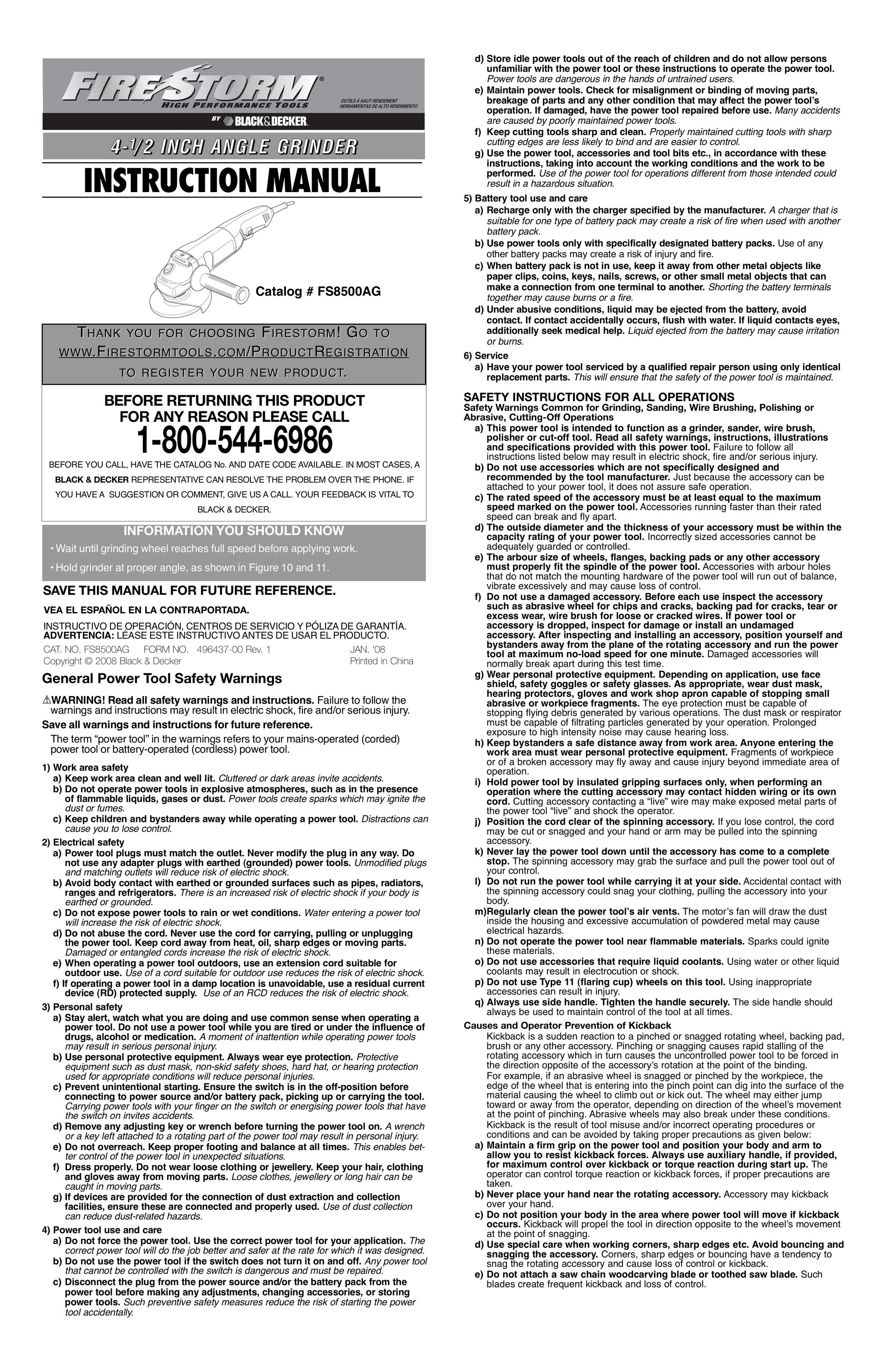 Black & Decker 496437-00 Grinder User Manual