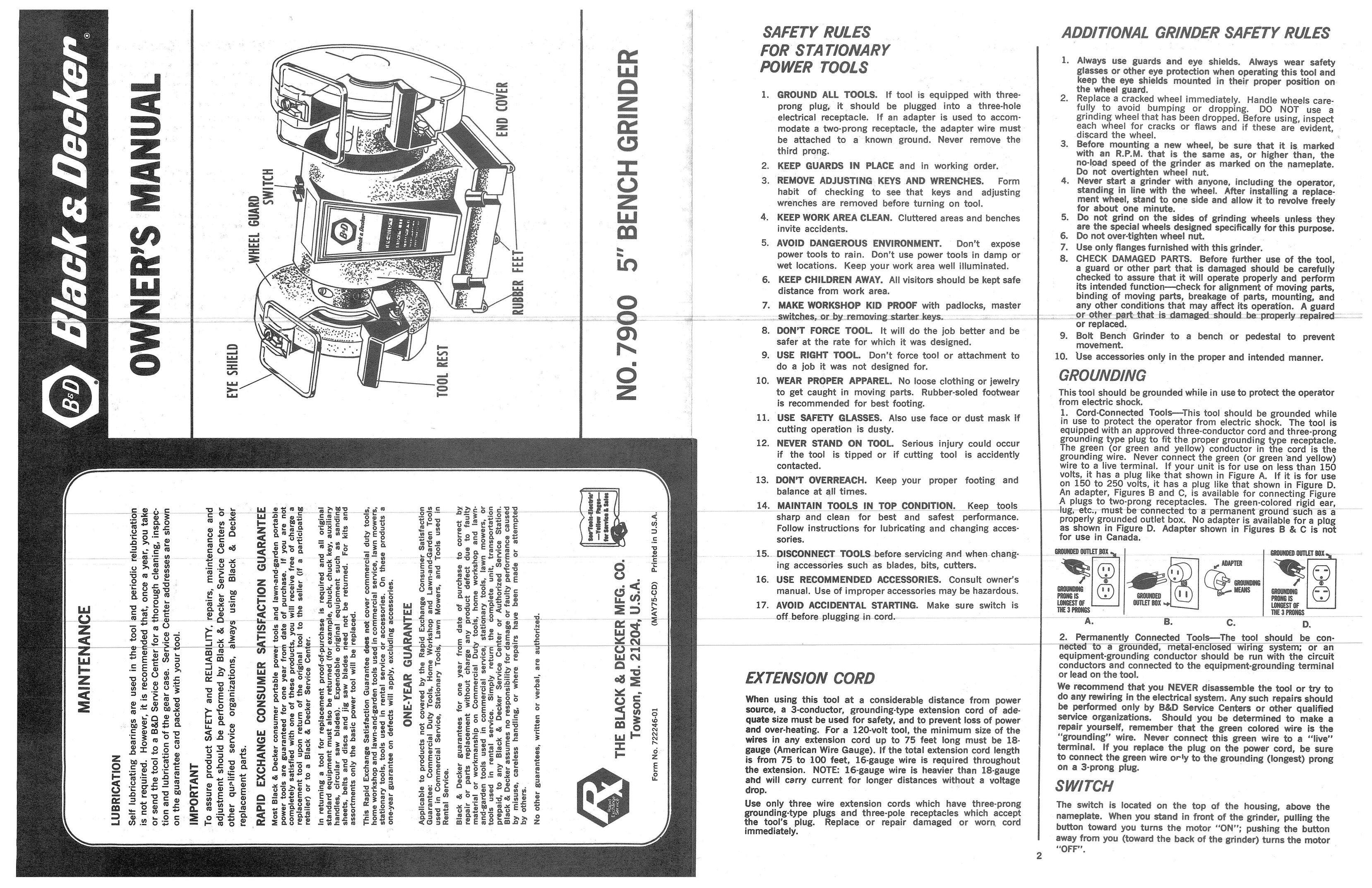 Black & Decker 722246-01 Grinder User Manual