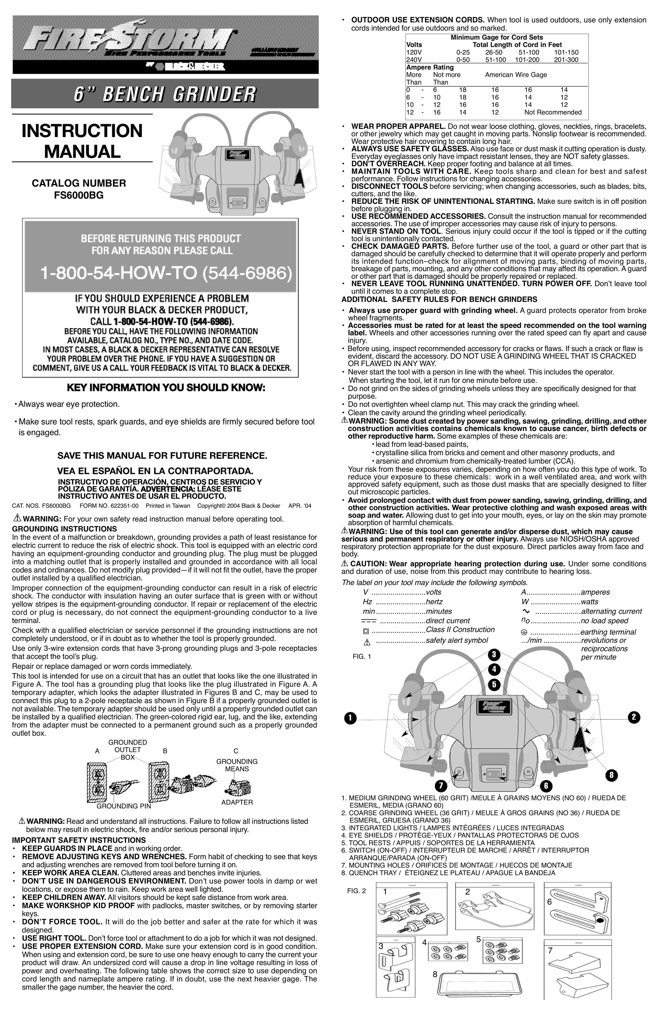 Black & Decker FS6000BG Grinder User Manual