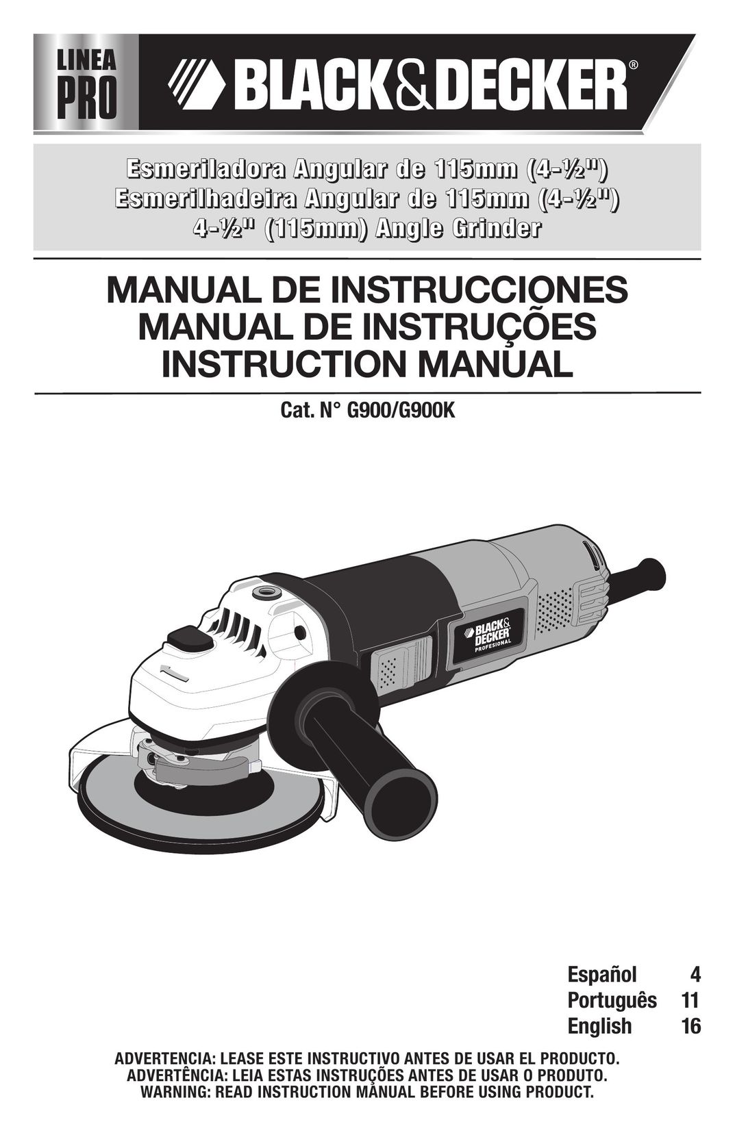 Black & Decker G900K Grinder User Manual