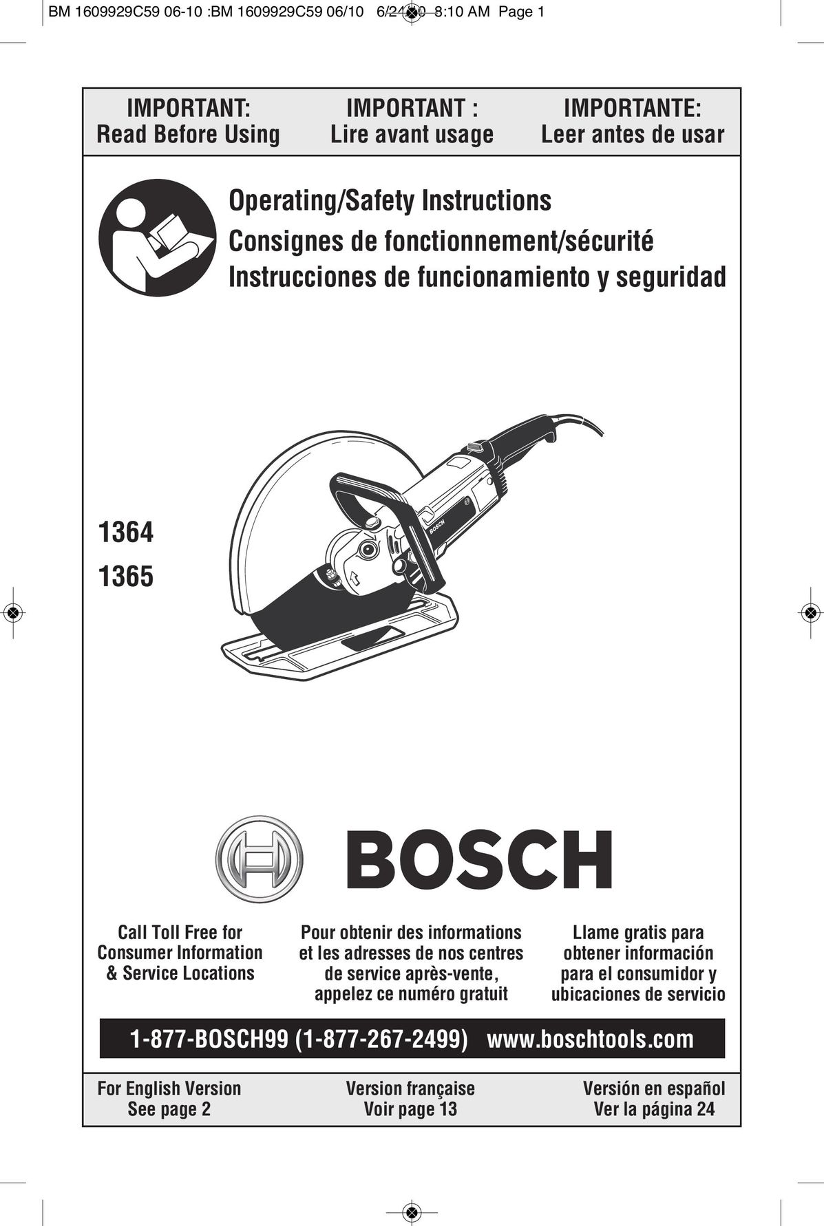 Bosch Power Tools 1364K Grinder User Manual