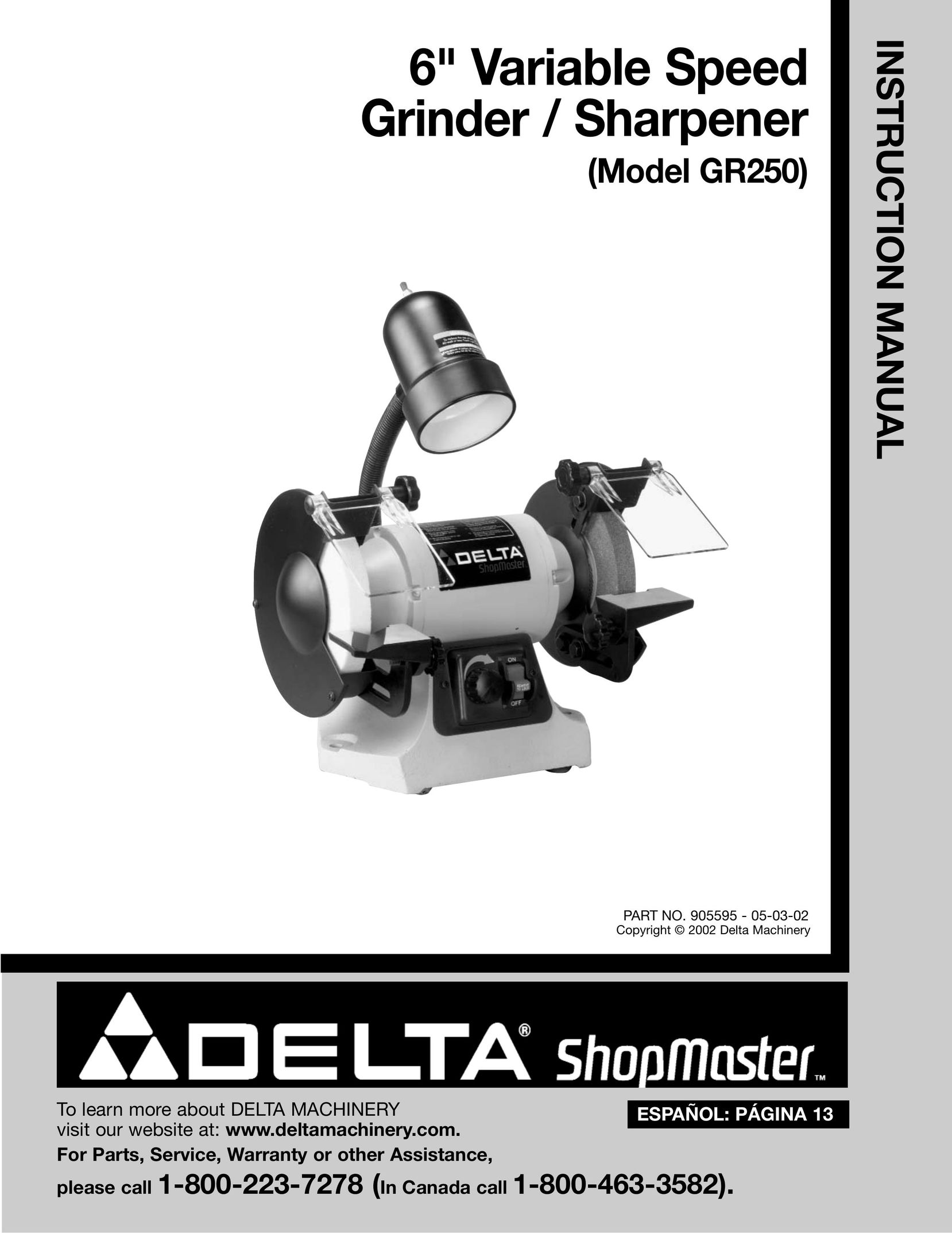 Delta GR250 Grinder User Manual