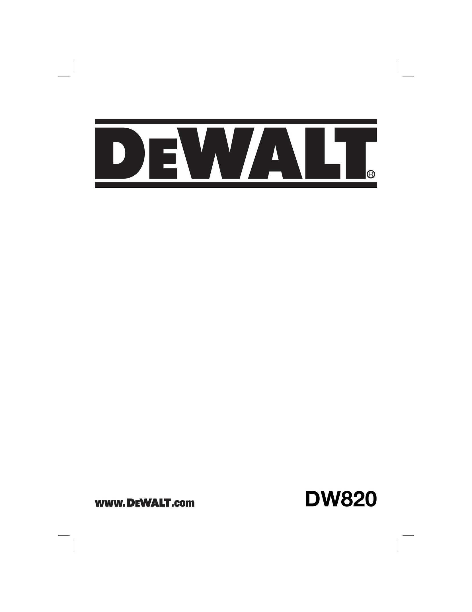 DeWalt DW820 Grinder User Manual