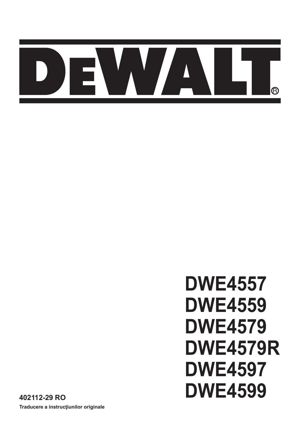 DeWalt DWE4597 Grinder User Manual