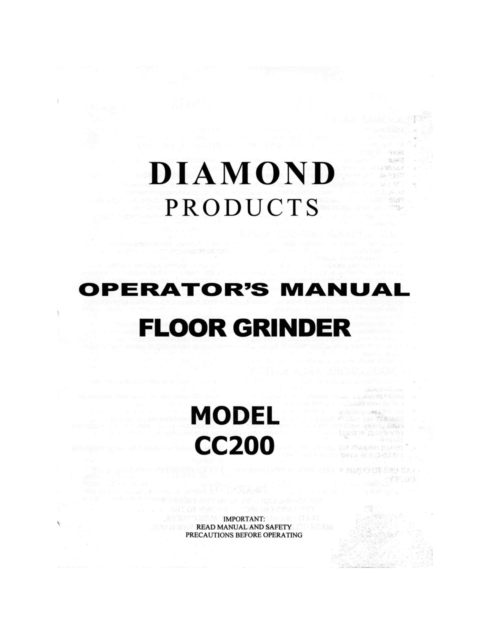 Diamond CC200 Grinder User Manual