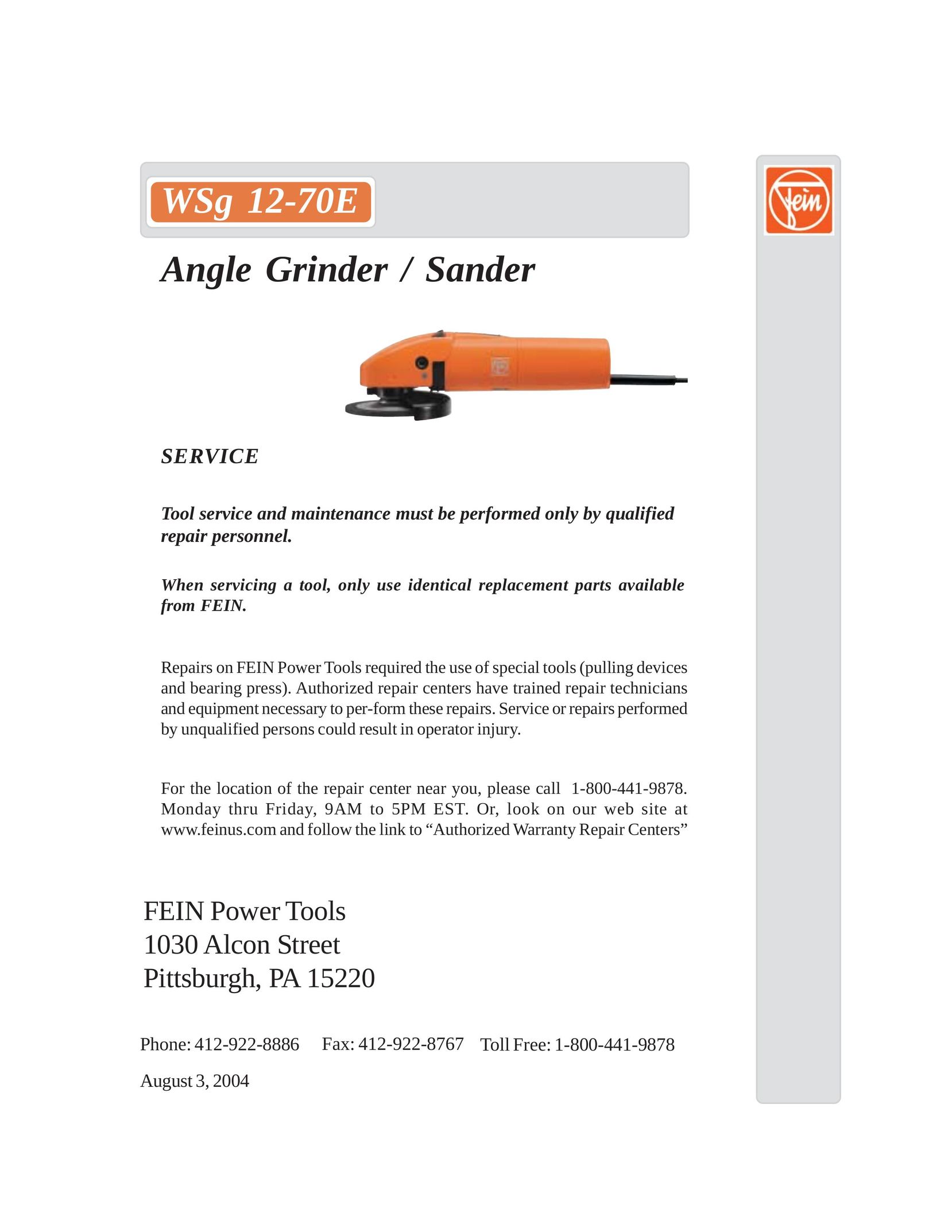 FEIN Power Tools WSG 12-70E Grinder User Manual