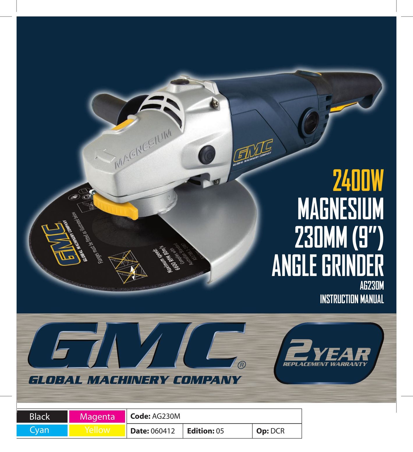 Global Machinery Company AG230M Grinder User Manual