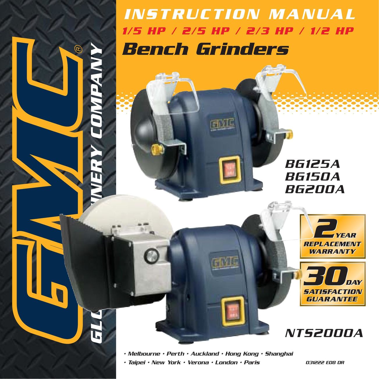 Global Machinery Company BG125A Grinder User Manual