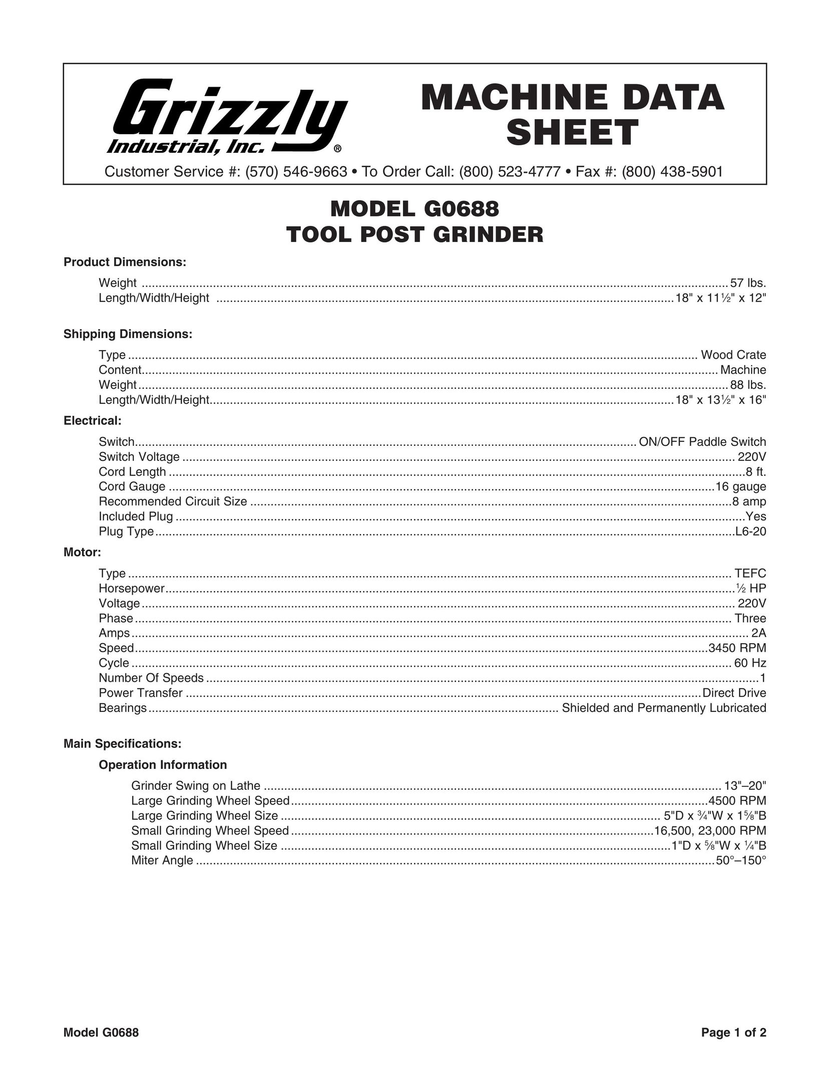 Grizzly D2X Grinder User Manual