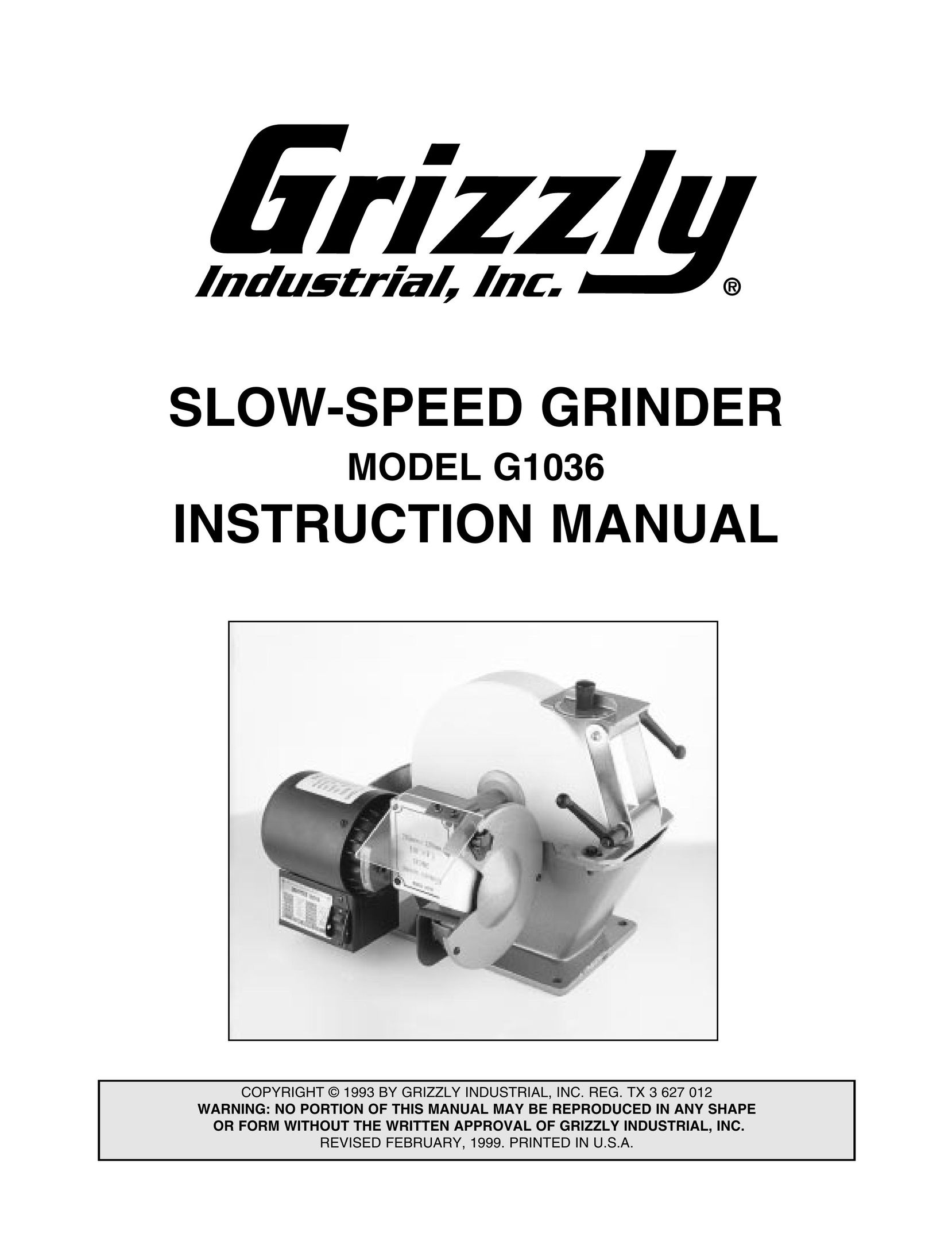 Grizzly G1036 Grinder User Manual