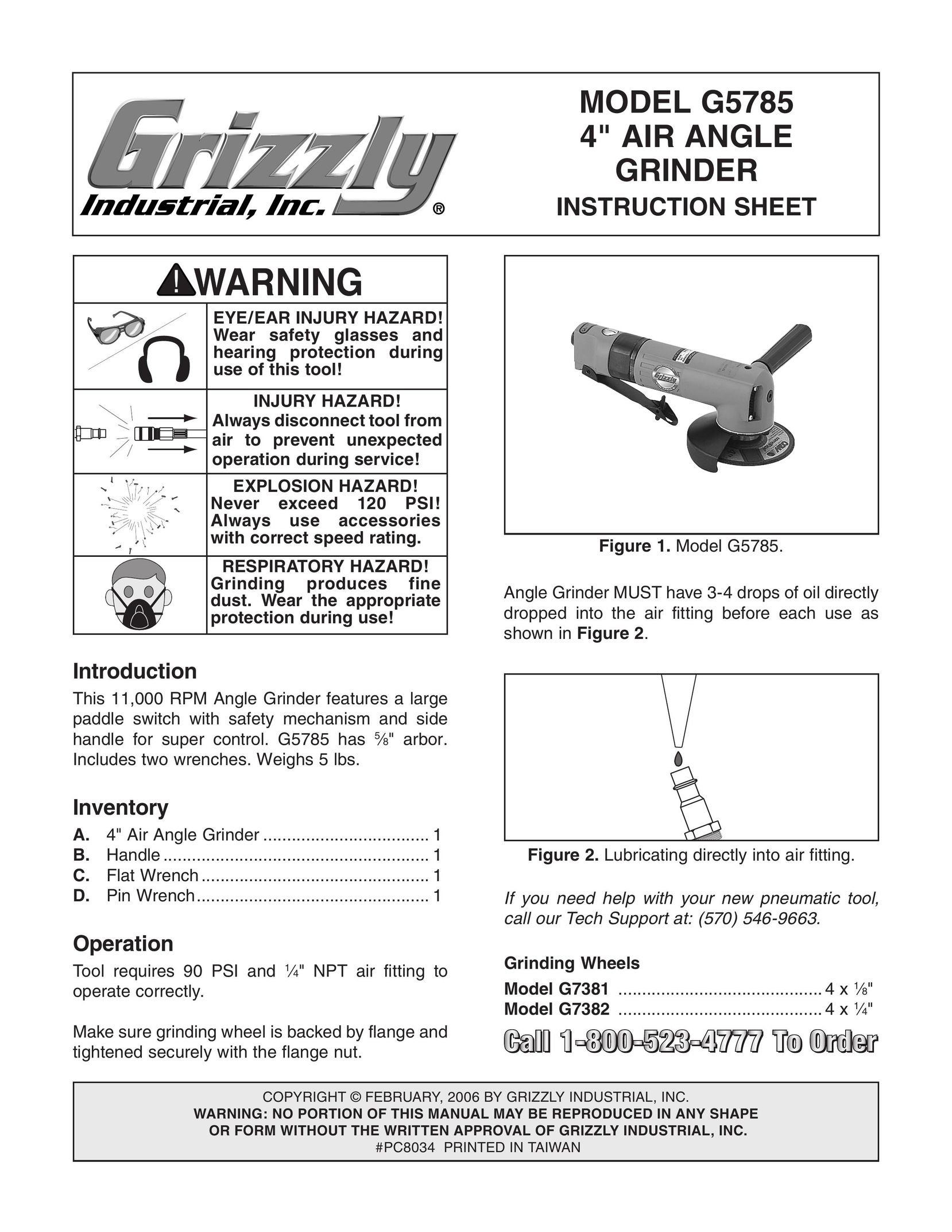 Grizzly G5785 Grinder User Manual