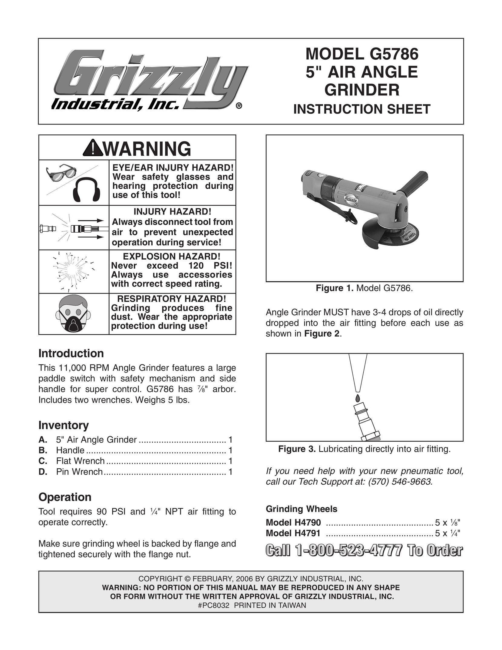 Grizzly G5786 Grinder User Manual