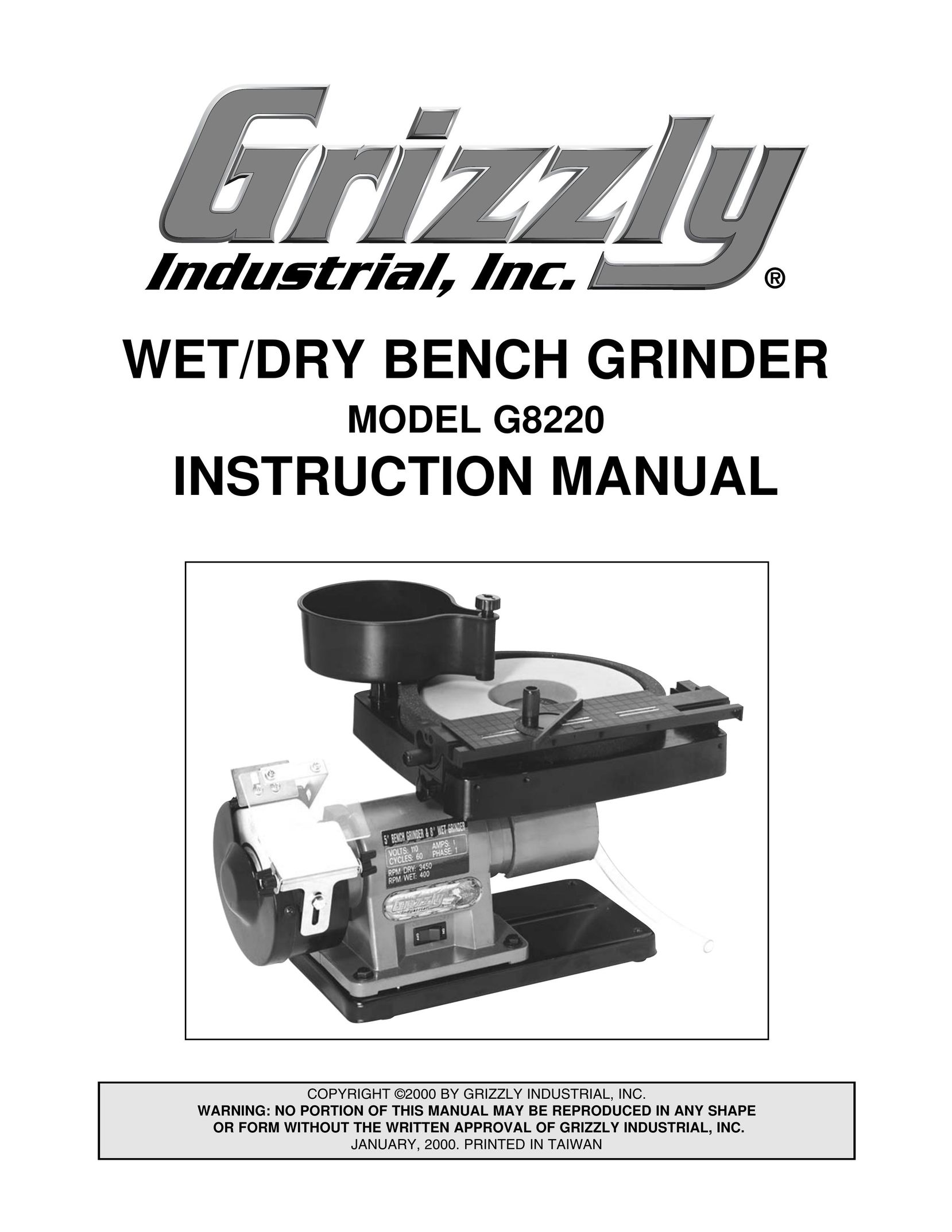 Grizzly G8220 Grinder User Manual