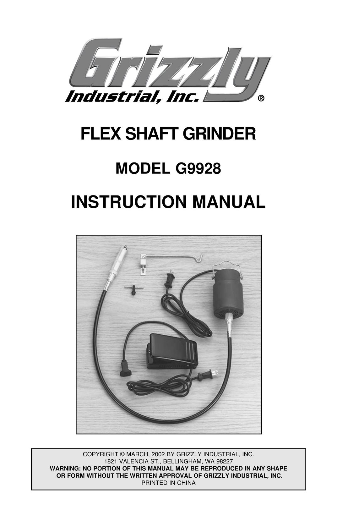 Grizzly G9928 Grinder User Manual