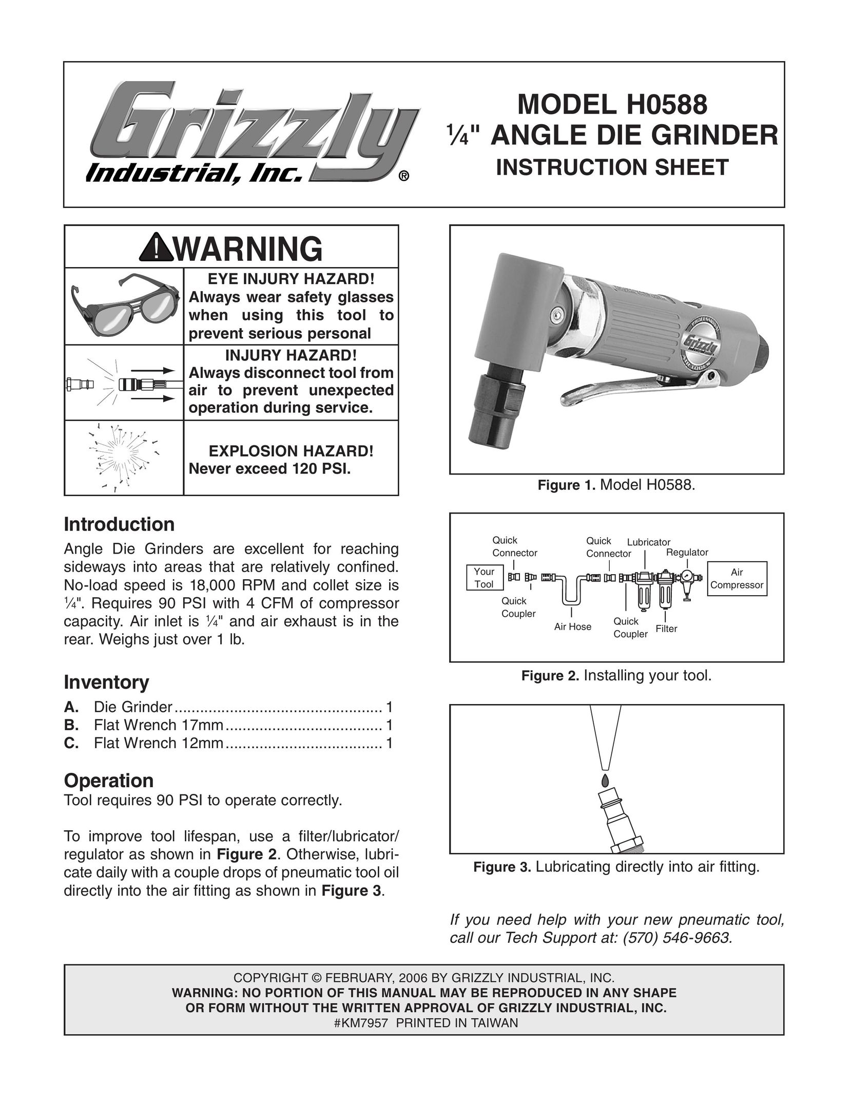 Grizzly H0588 Grinder User Manual