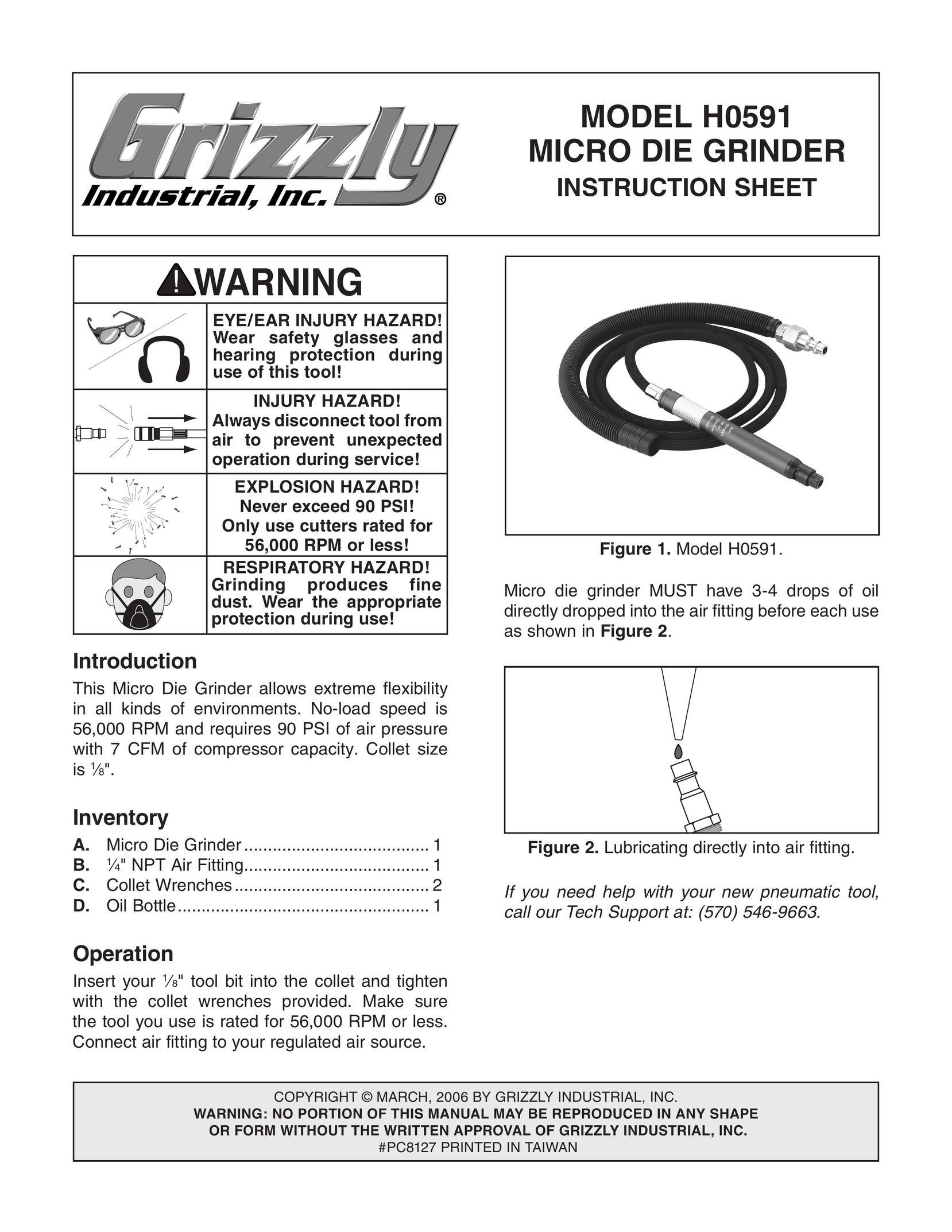 Grizzly H0591 Grinder User Manual