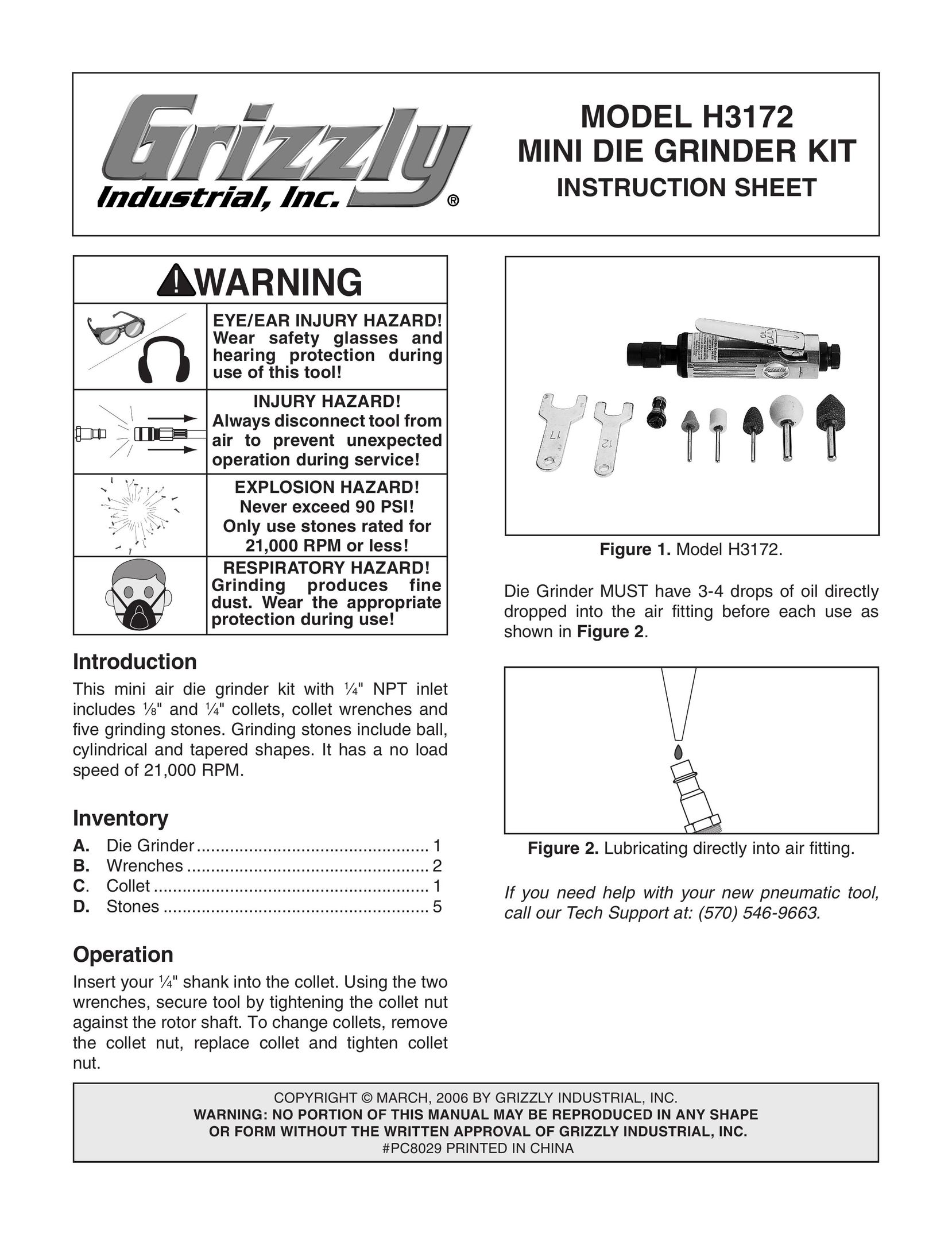 Grizzly H3172 Grinder User Manual