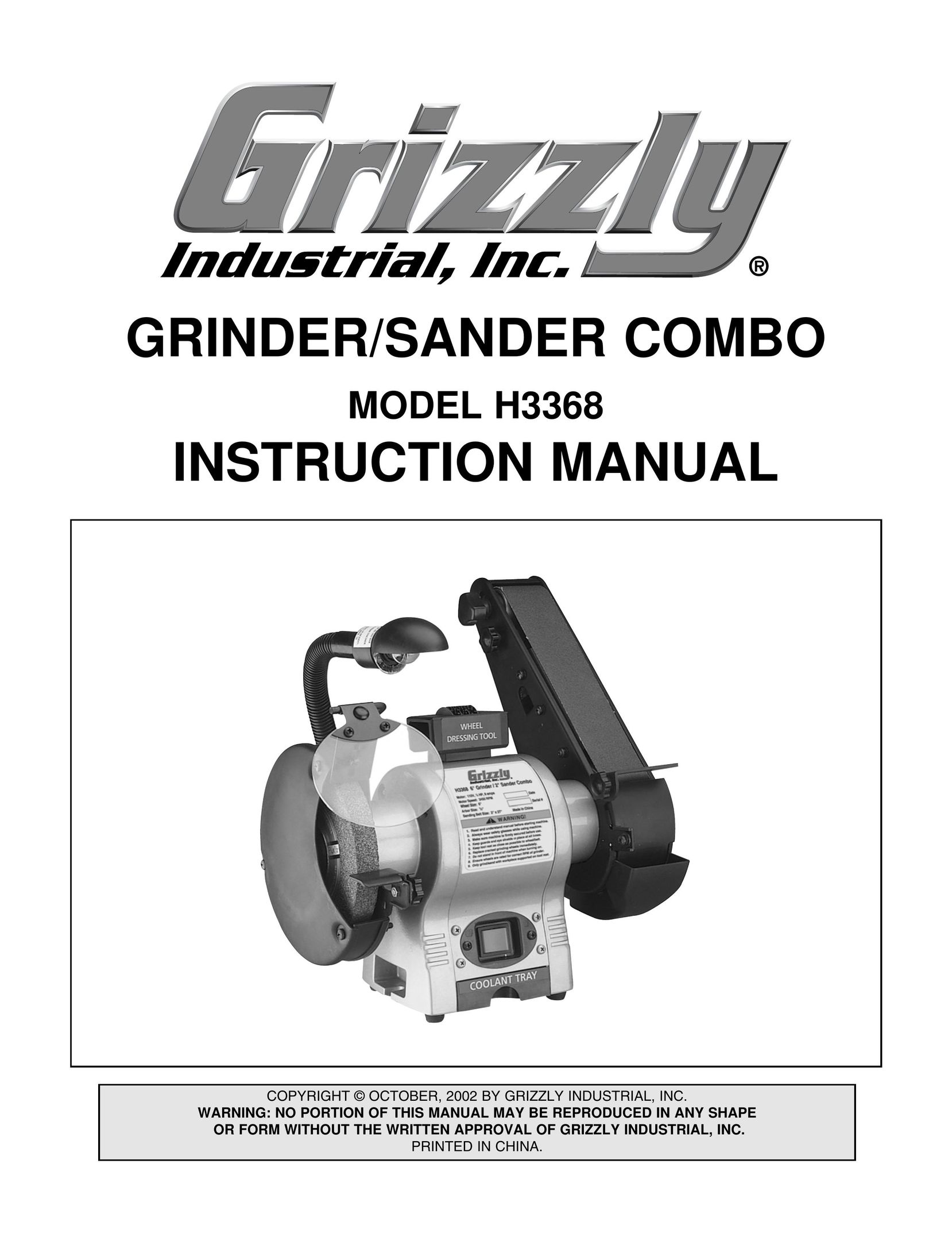 Grizzly H3368 Grinder User Manual