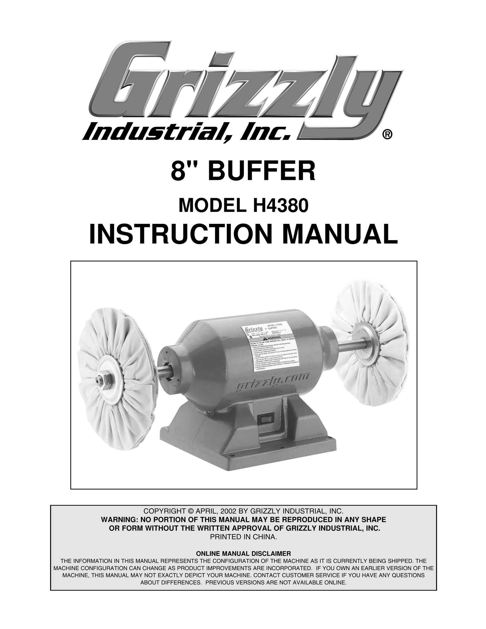 Grizzly H4380 Grinder User Manual