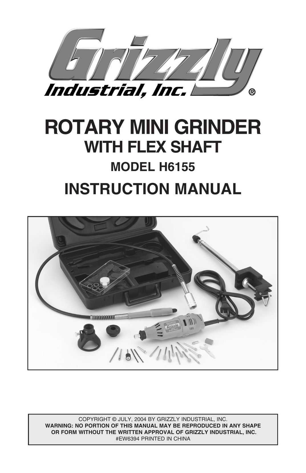 Grizzly H6155 Grinder User Manual