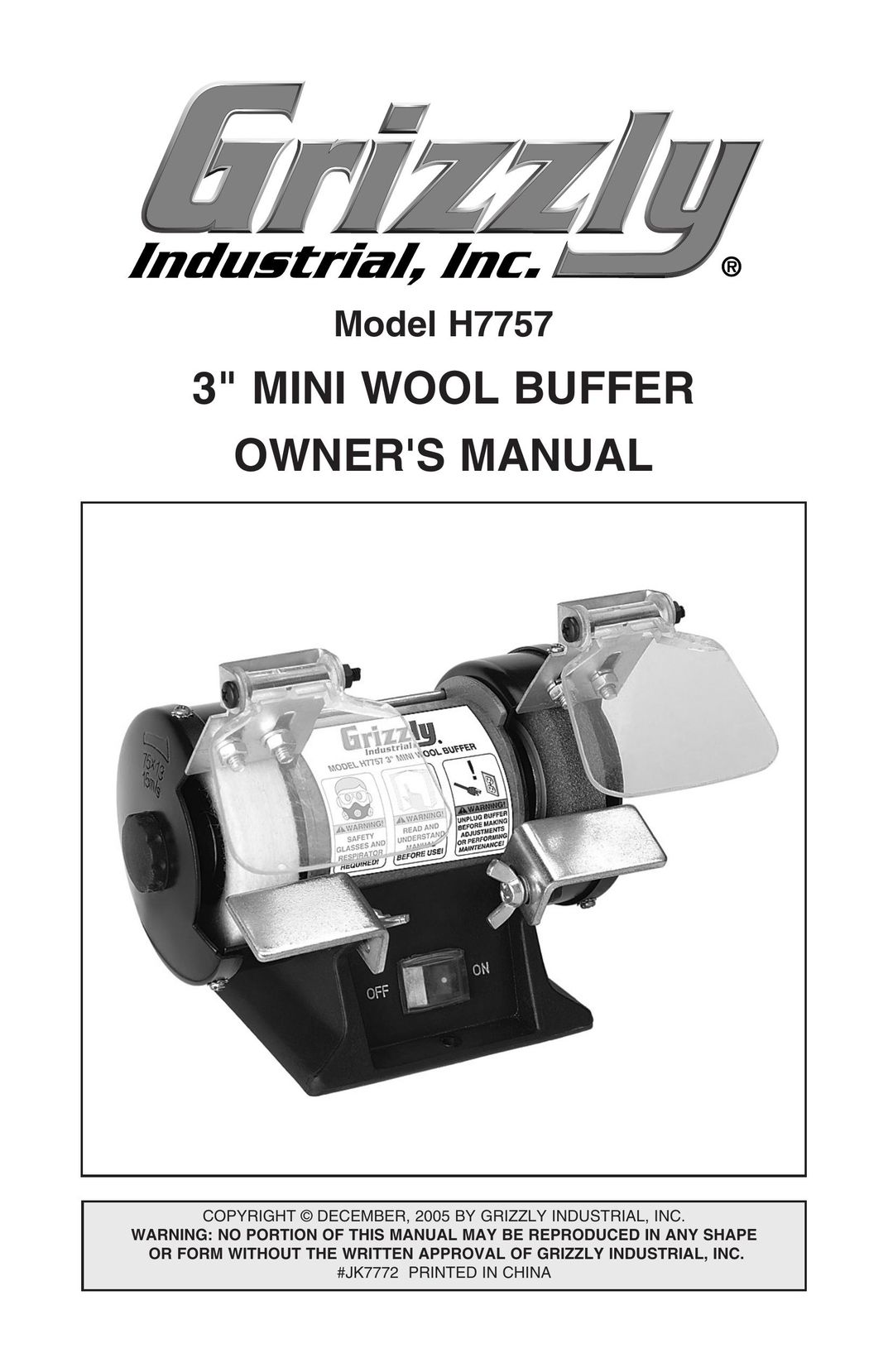 Grizzly H7757 Grinder User Manual