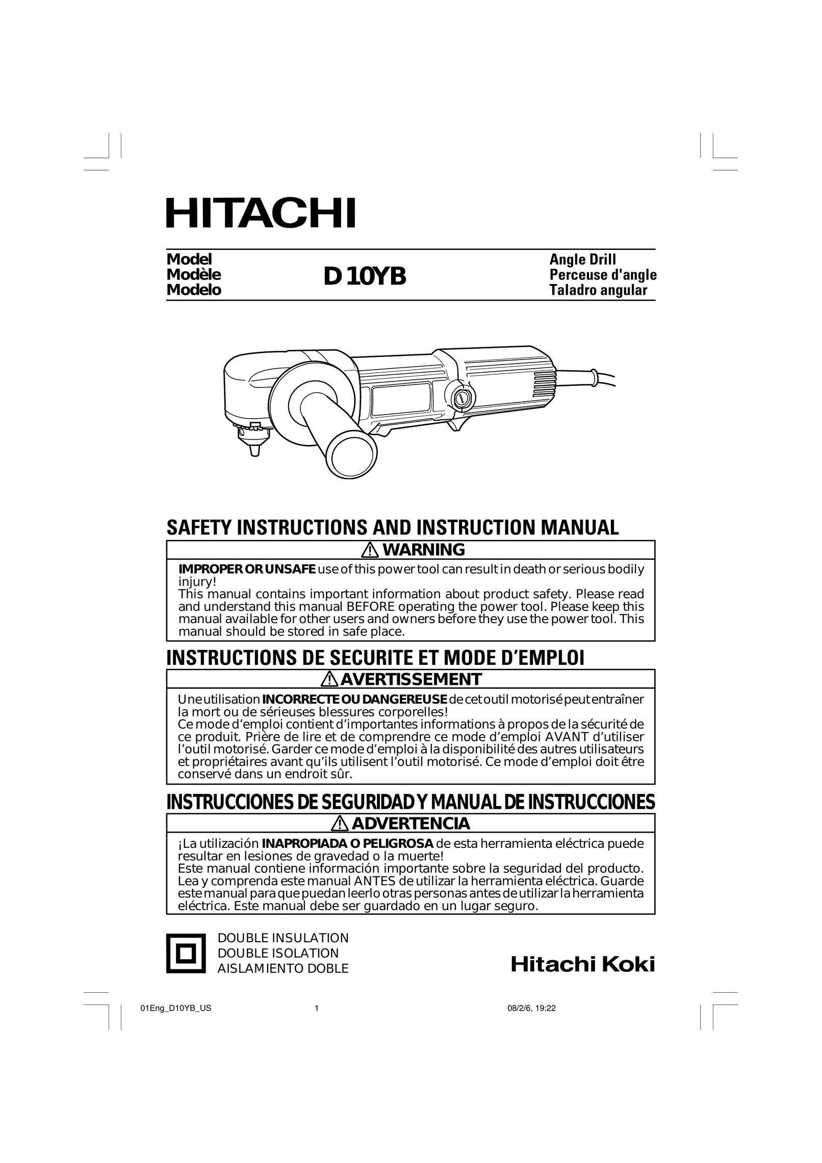 Hitachi D10YB Grinder User Manual