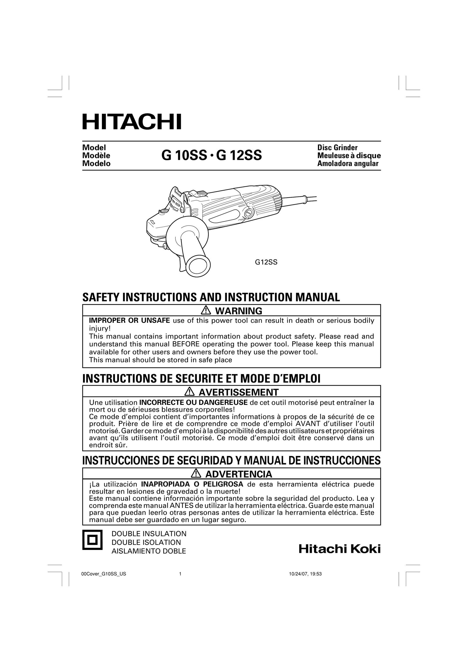 Hitachi G 10SS Grinder User Manual