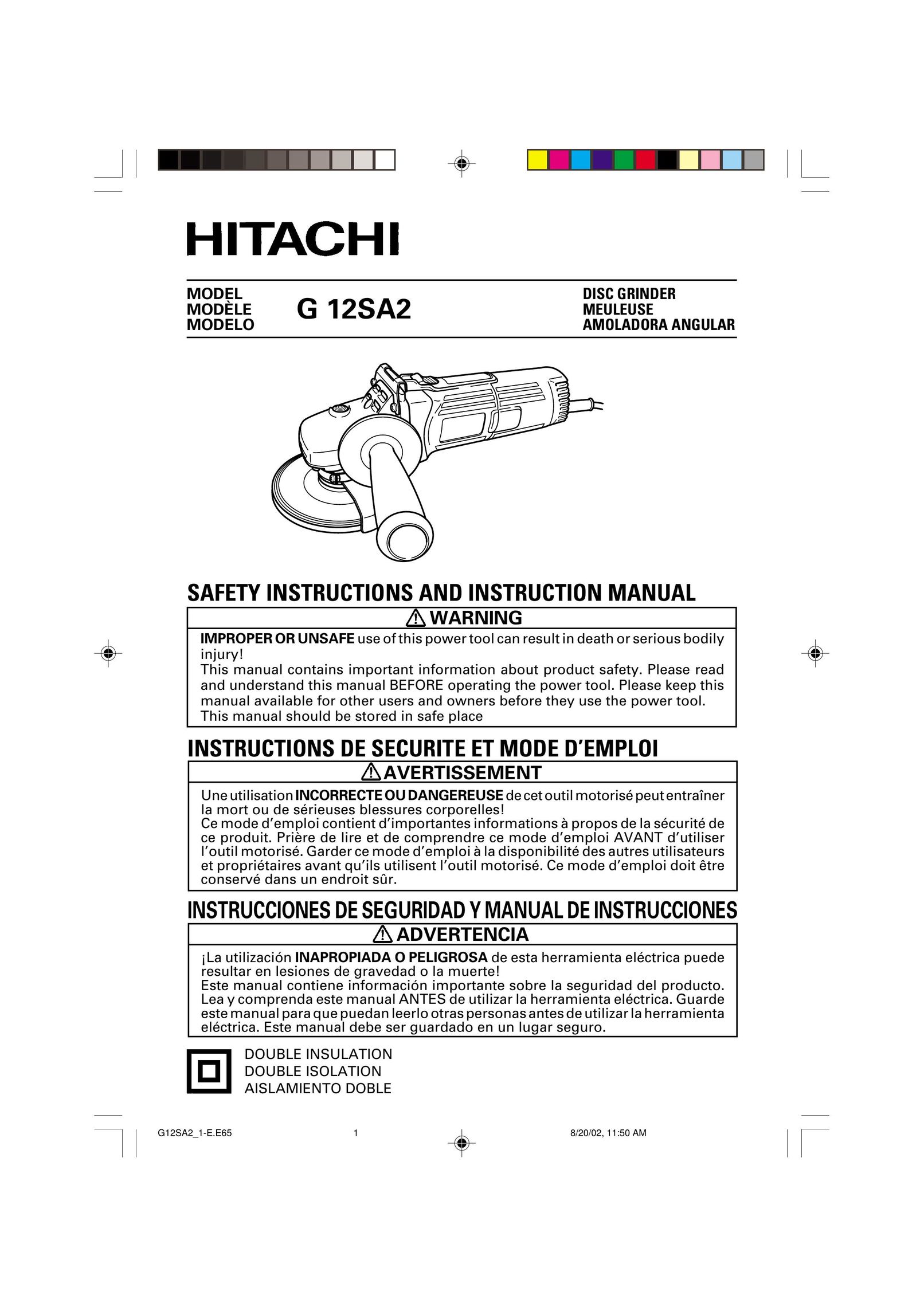 Hitachi G 12SA2 Grinder User Manual