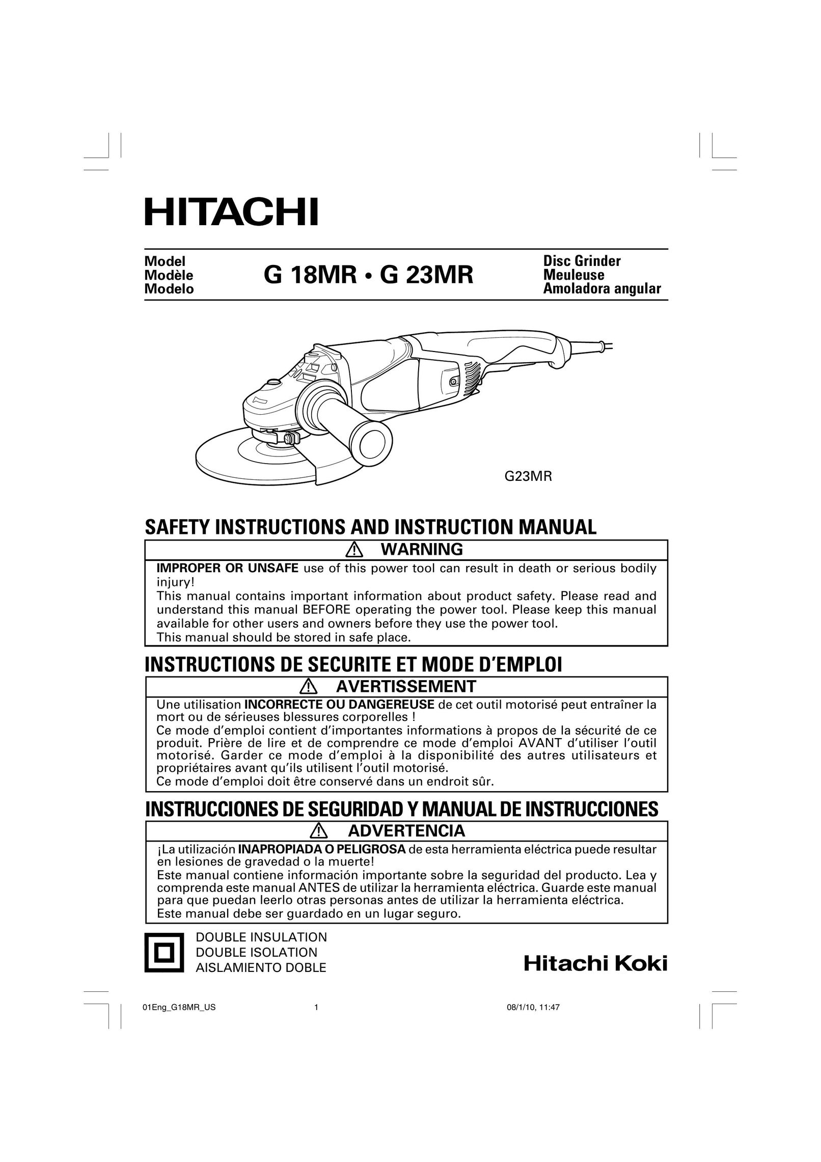 Hitachi G18MR. G 23MR Grinder User Manual