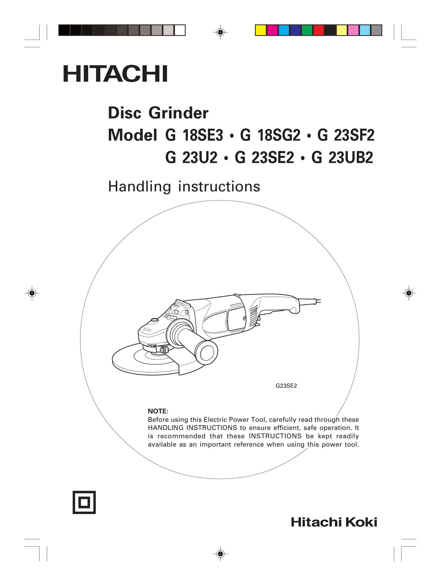 Hitachi G18SE3 Grinder User Manual