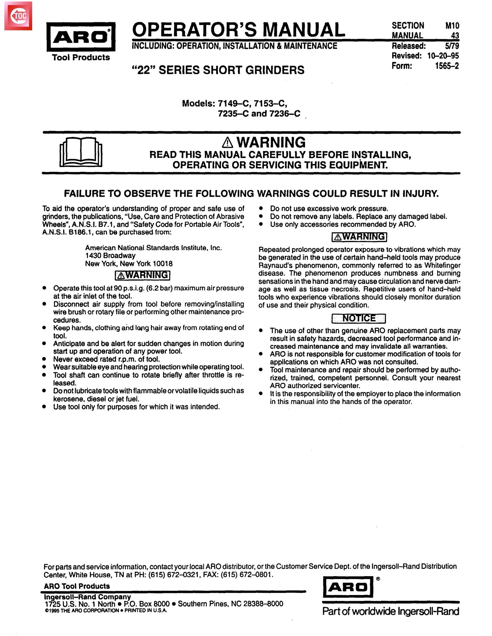 Ingersoll-Rand 7236-C Grinder User Manual