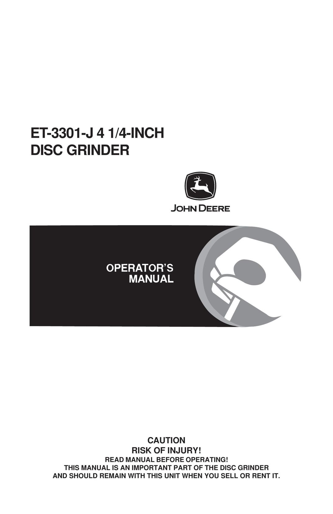 John Deere ET-3301-J Grinder User Manual