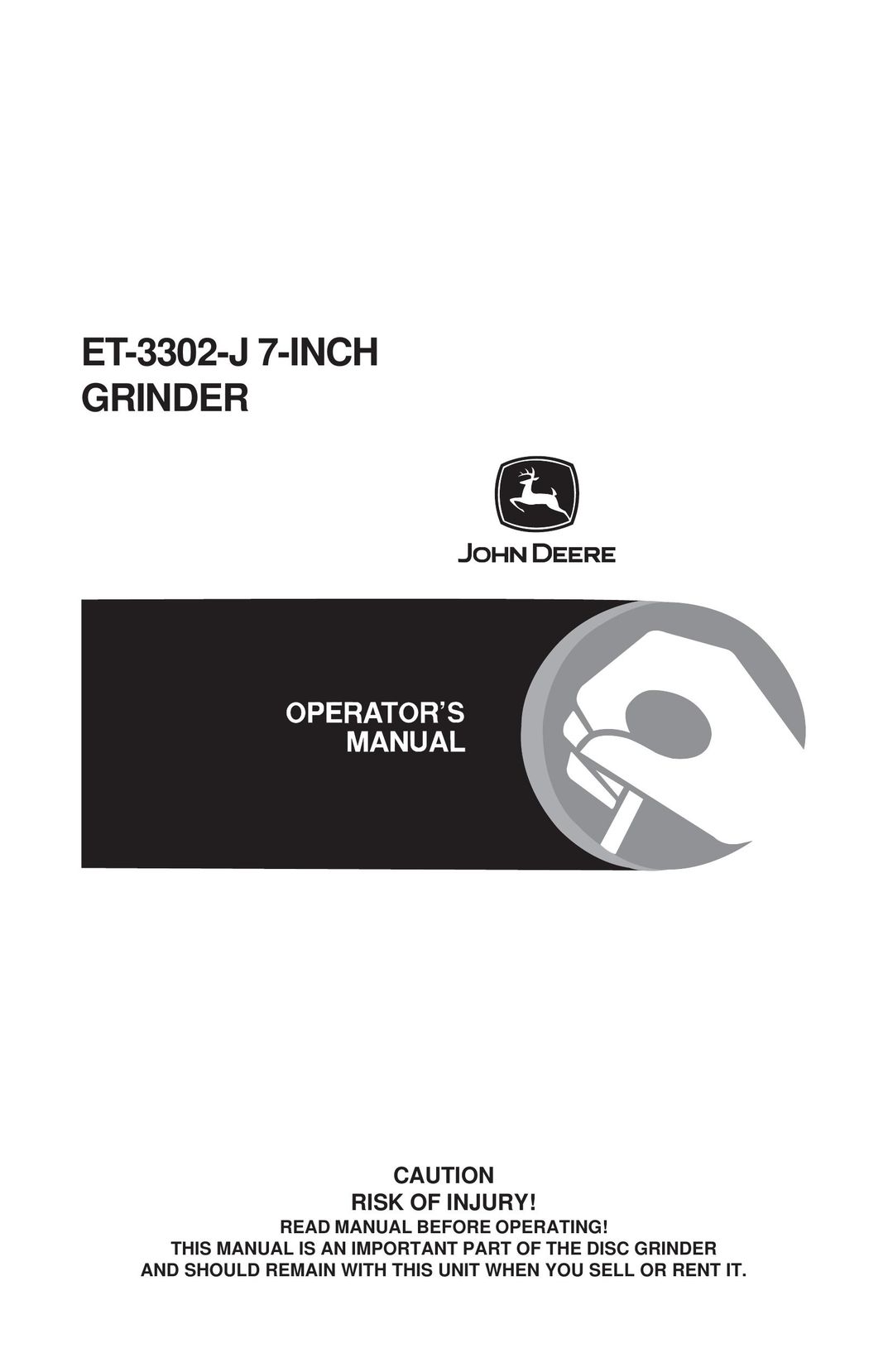 John Deere ET-3302-J Grinder User Manual