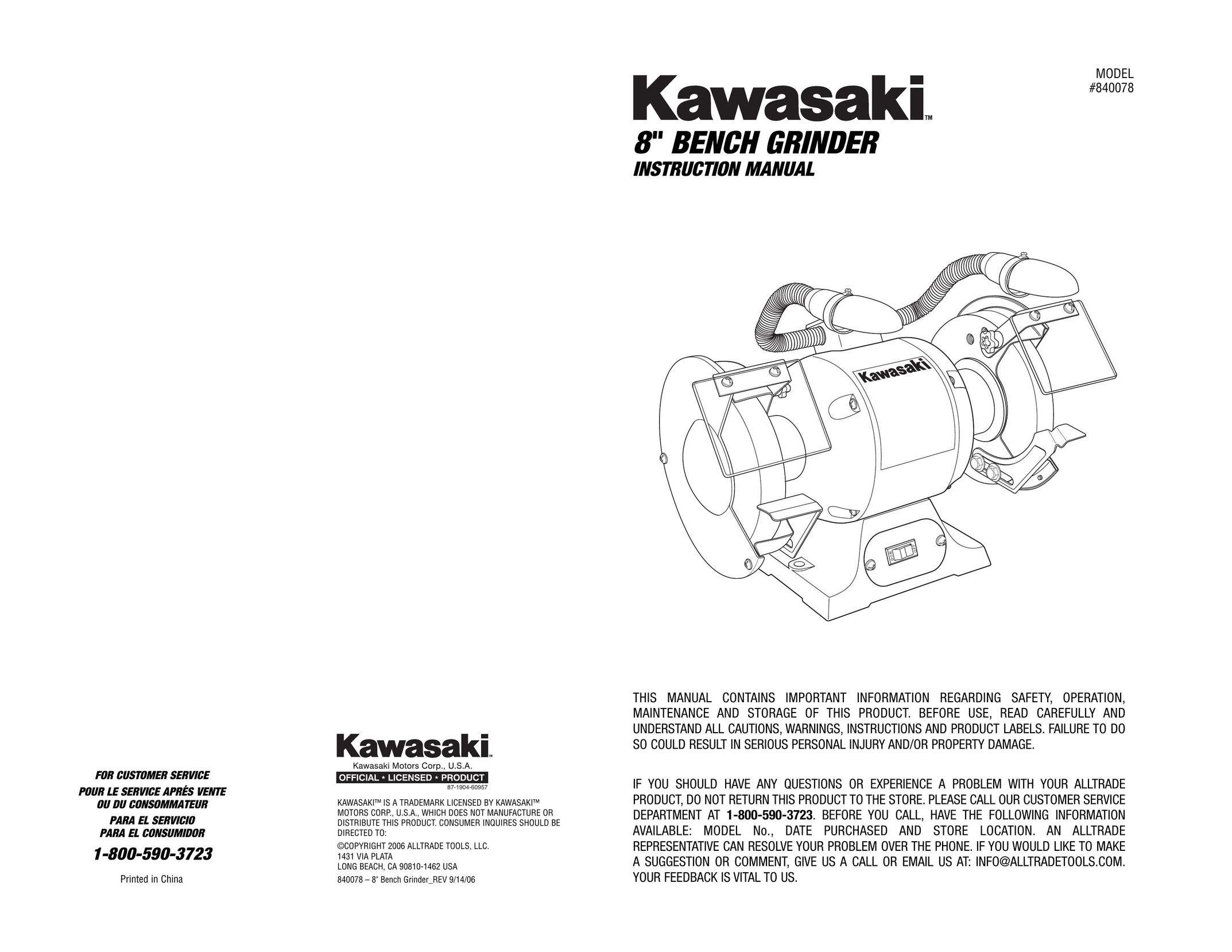 Kawasaki 840078 Grinder User Manual